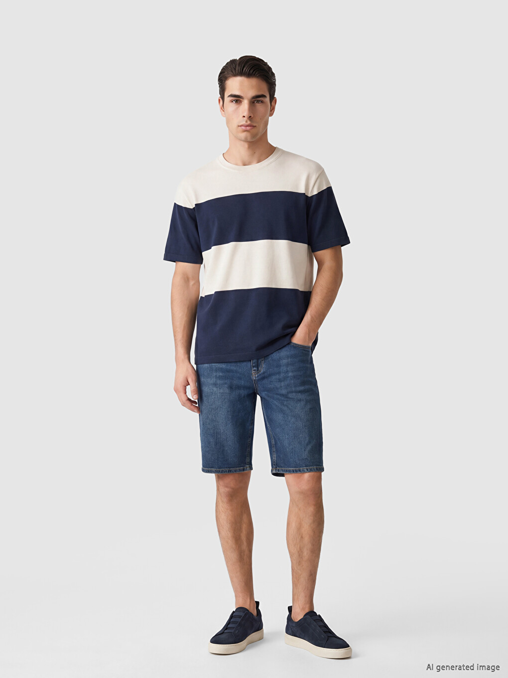 Crew Neck Color Block Pique Men's T-Shirt-1