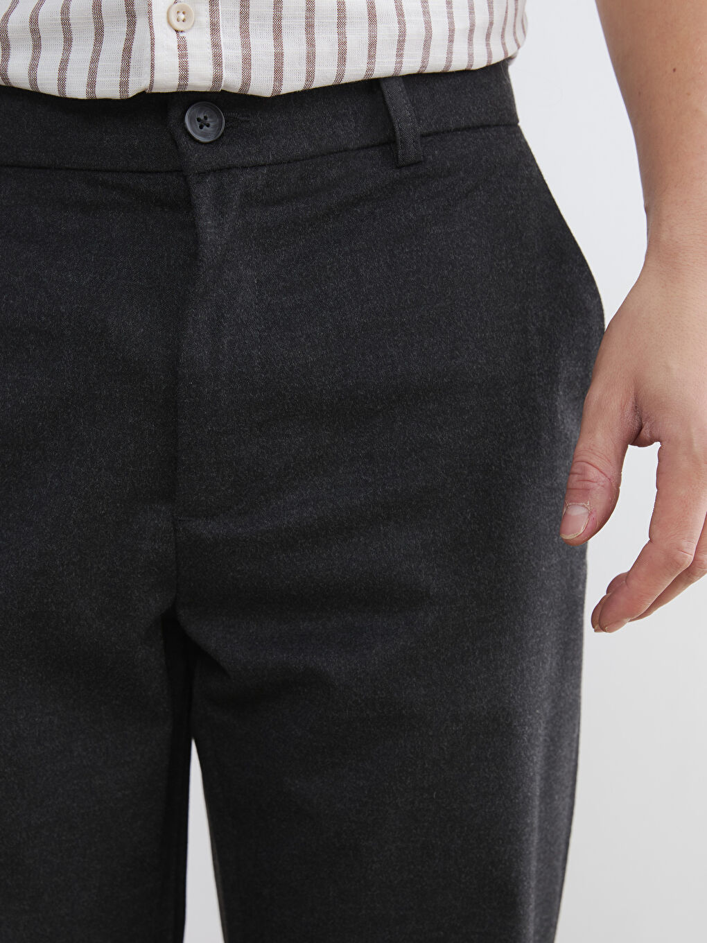 Gri Standart Fit Yün Karışımlı Erkek Pantolon-2