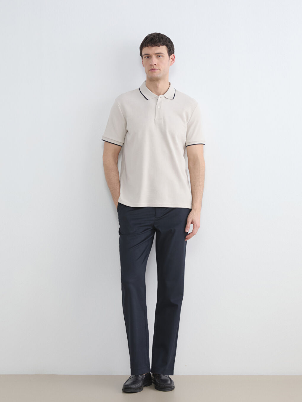 Lacivert Standart Fit Yün Karışımlı Erkek Pantolon