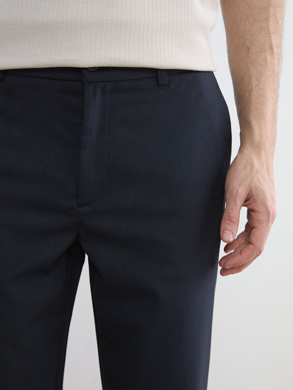 Lacivert Standart Fit Yün Karışımlı Erkek Pantolon-2