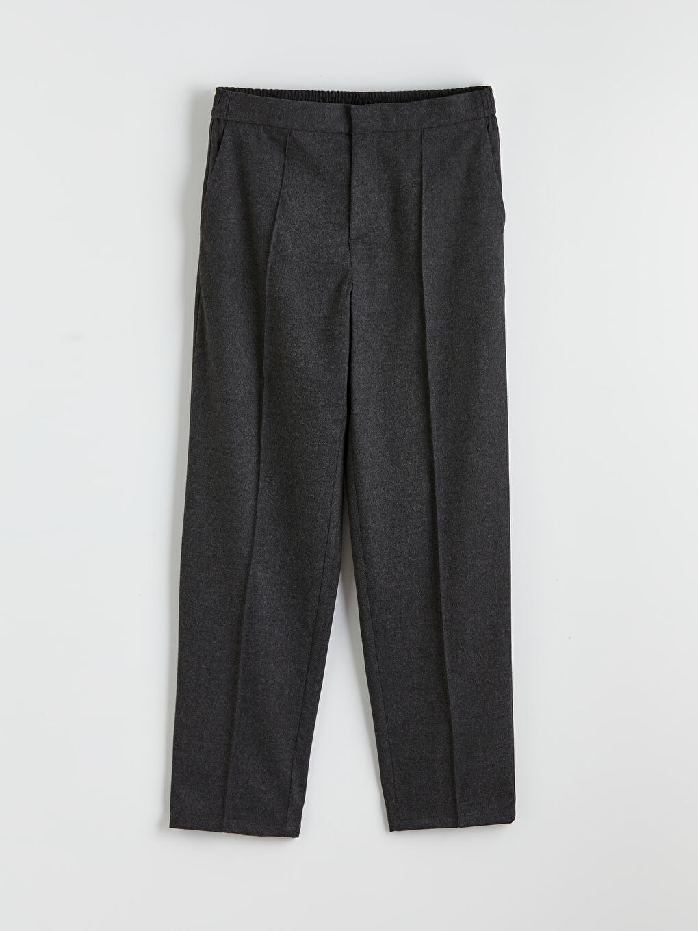 Gri Standart Kalıp Yün Karışımlı Gabardin Erkek Pantolon-4