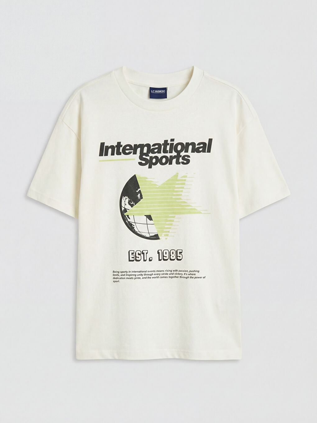 تي شيرت أولادي مطبوع بياقة دائرية