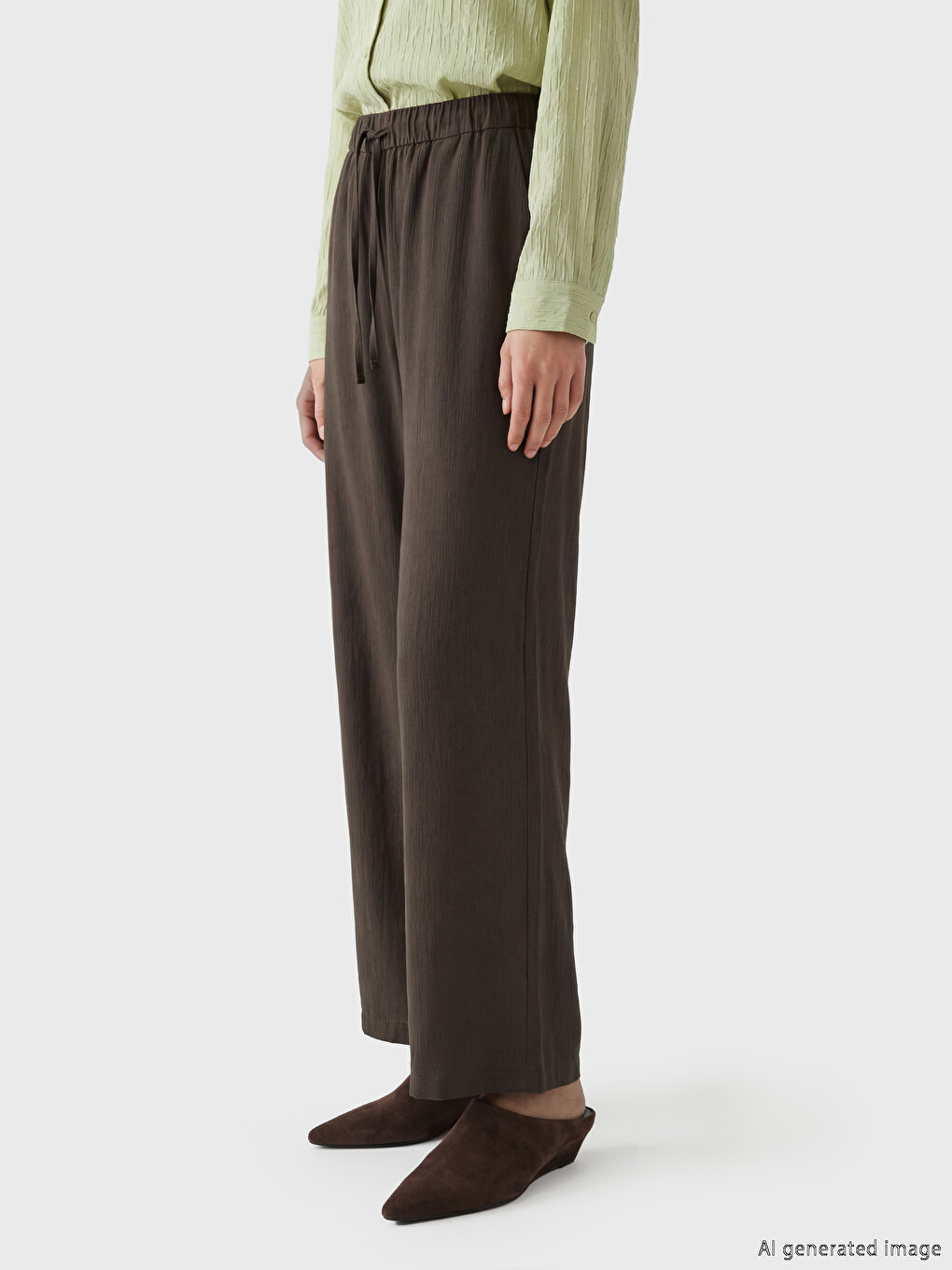Elastic Waist Wide Leg Women's Trousers-1