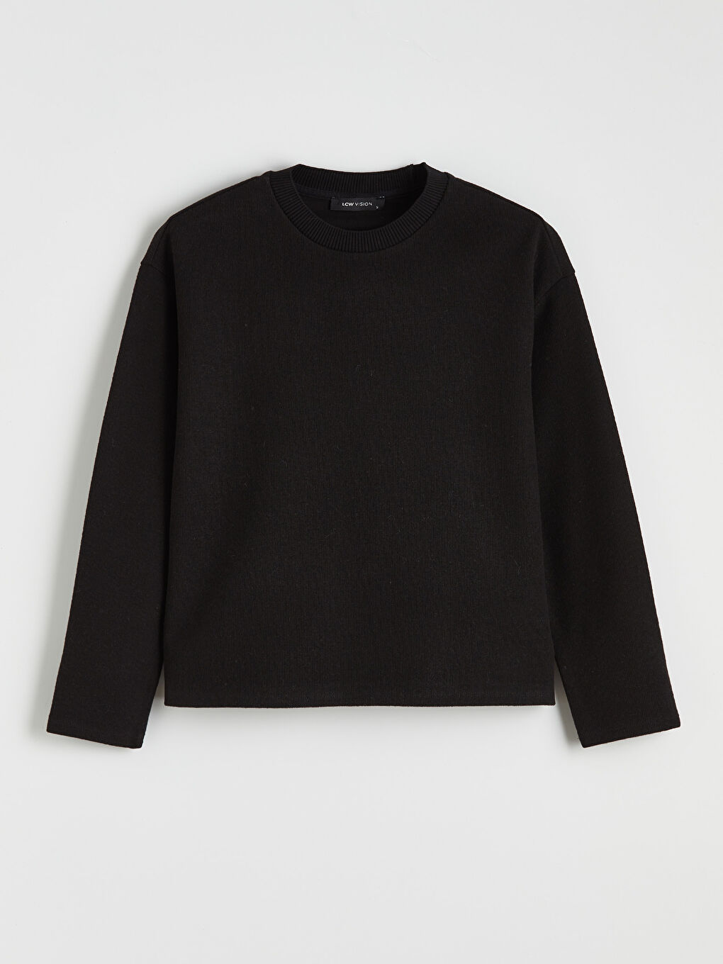 Siyah Bisiklet Yaka Kadın Sweatshirt