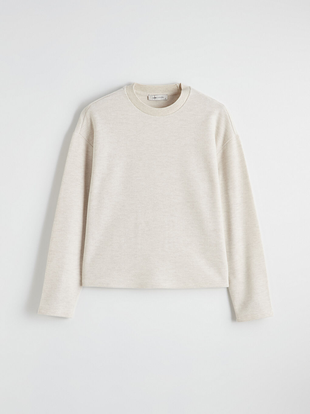 Bej Bisiklet Yaka Kadın Sweatshirt