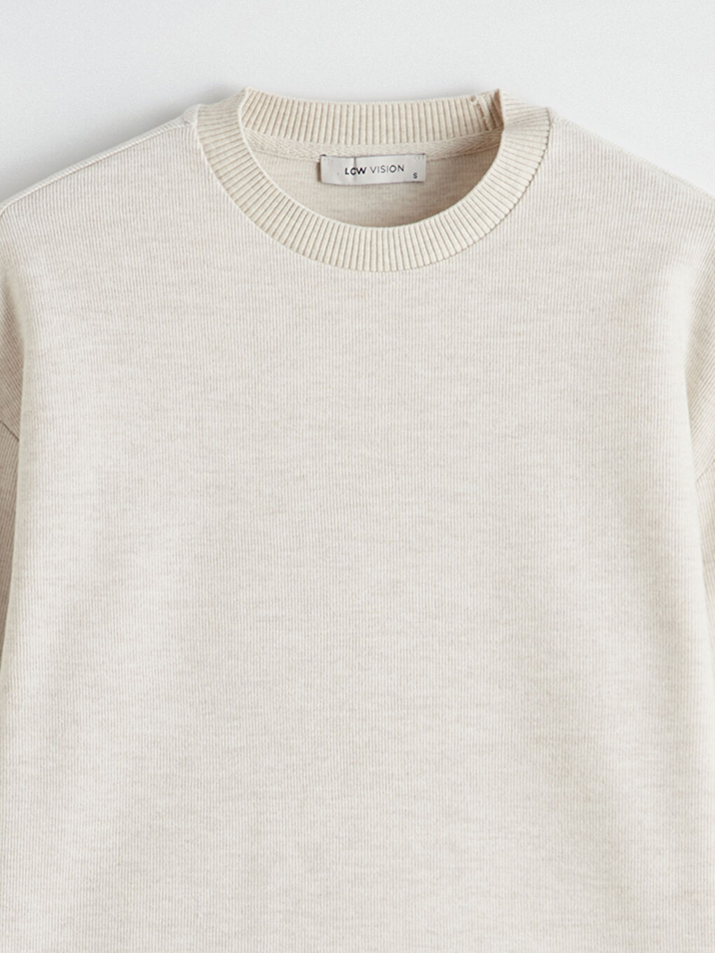 Bej Bisiklet Yaka Kadın Sweatshirt-1