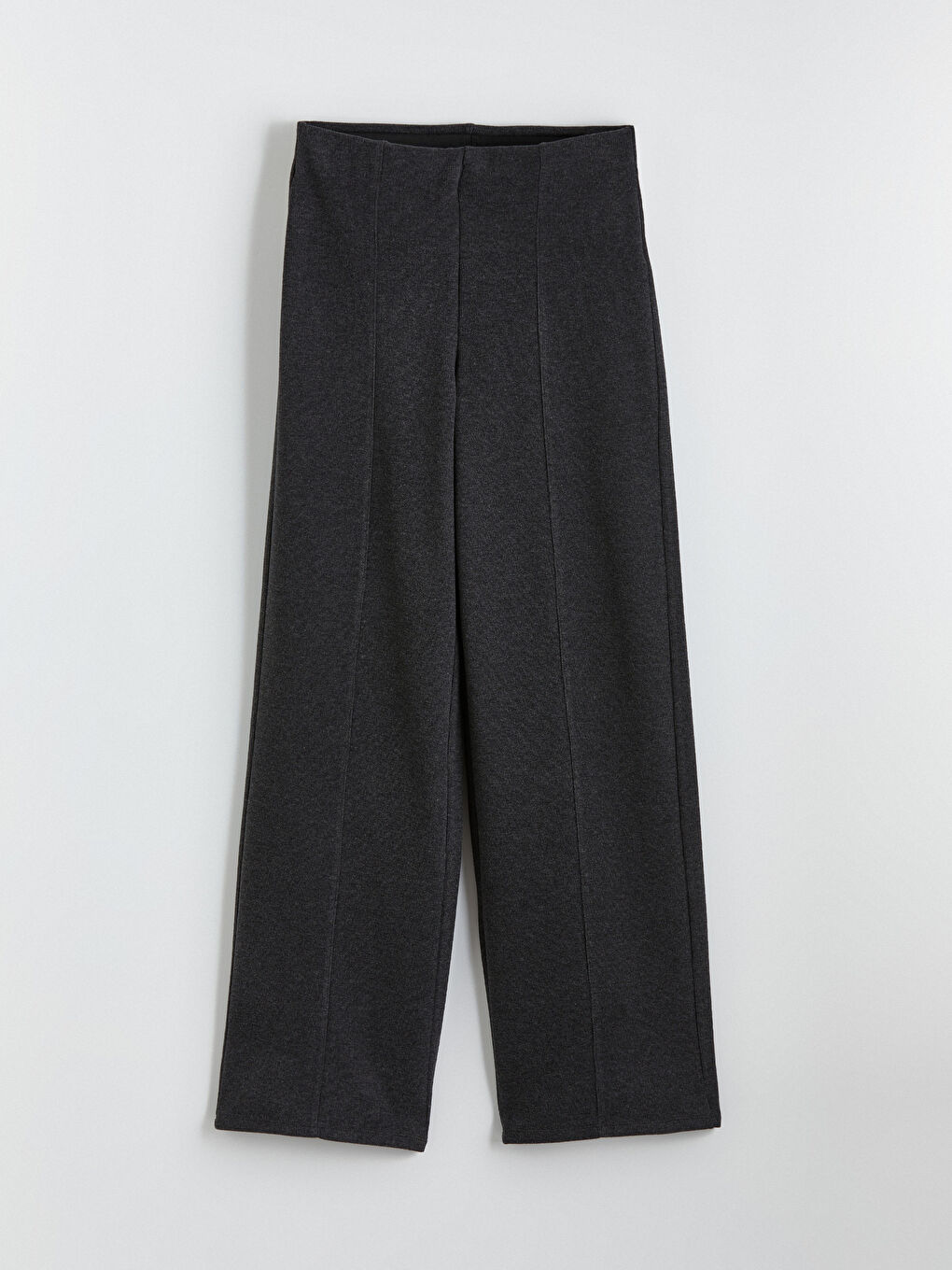 Antrasit Beli Lastikli Geniş Paça Kadın Pantolon