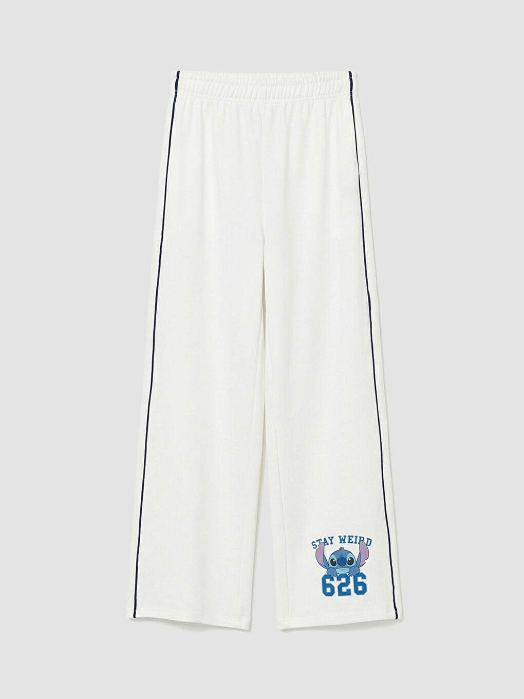 Ekru Stitch Baskılı Kız Çocuk Soft Touch Eşofman Altı