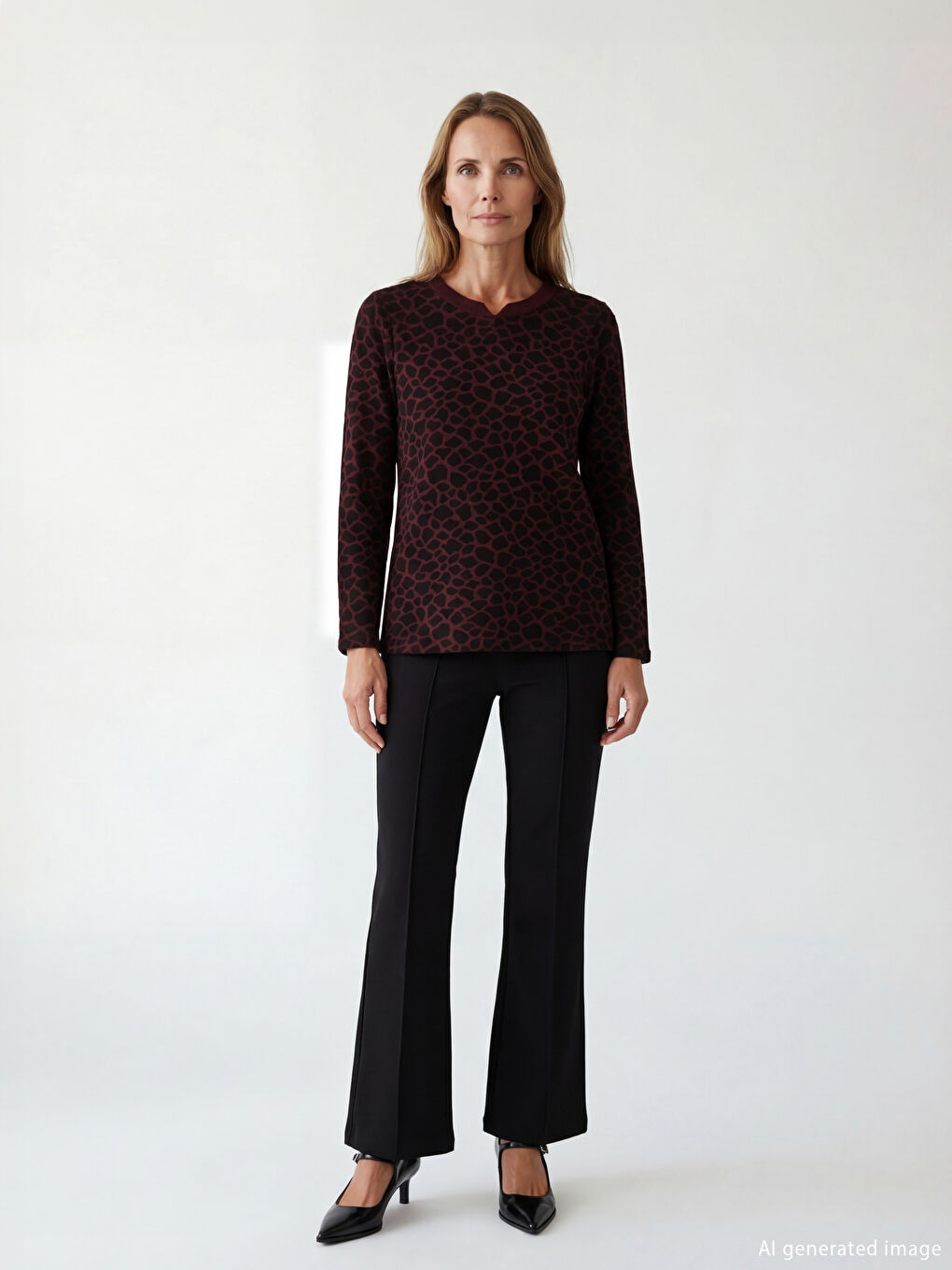 تيشيرت بطبعة النمر مع ياقة أنيقة وغير متناظرة.-1