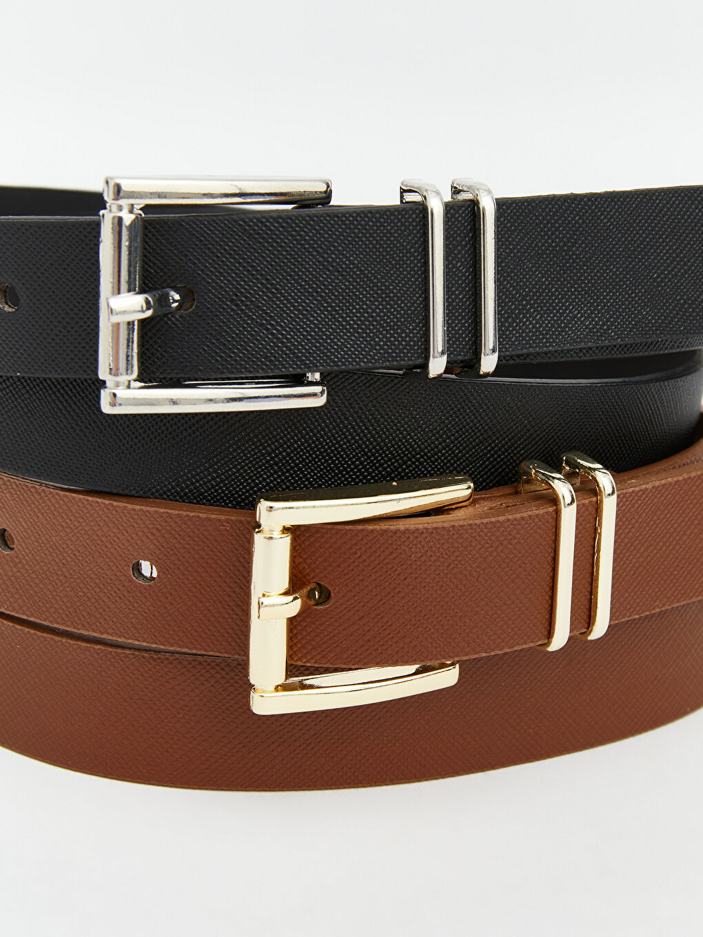 Siyah Deri Görünümlü Kadın Kemer 2'li-5