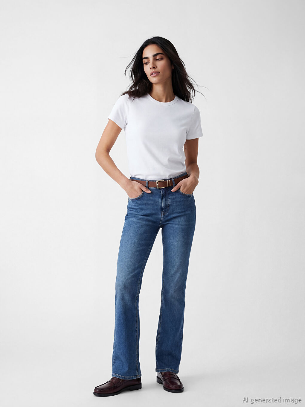 Siyah Deri Görünümlü Kadın Kemer 2'li-1