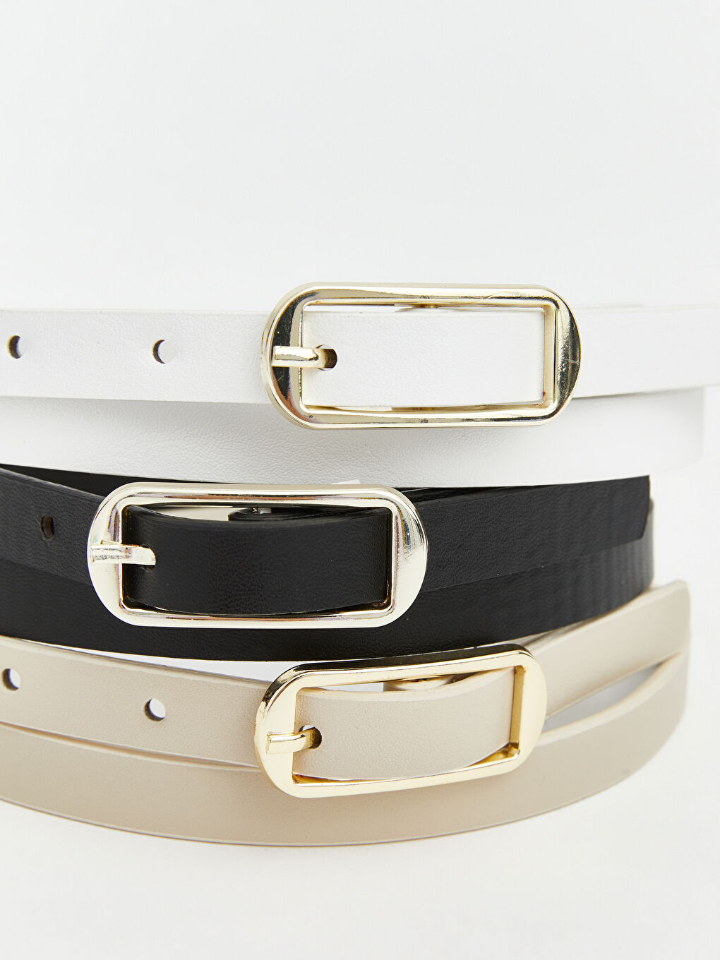 Siyah Deri Görünümlü Kadın Kemer 3'lü-4