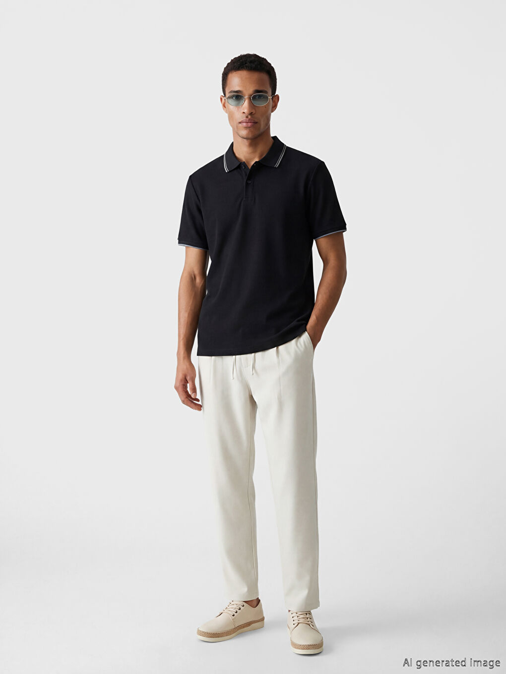 Bej Standart Kalıp Pileli Erkek Pantolon