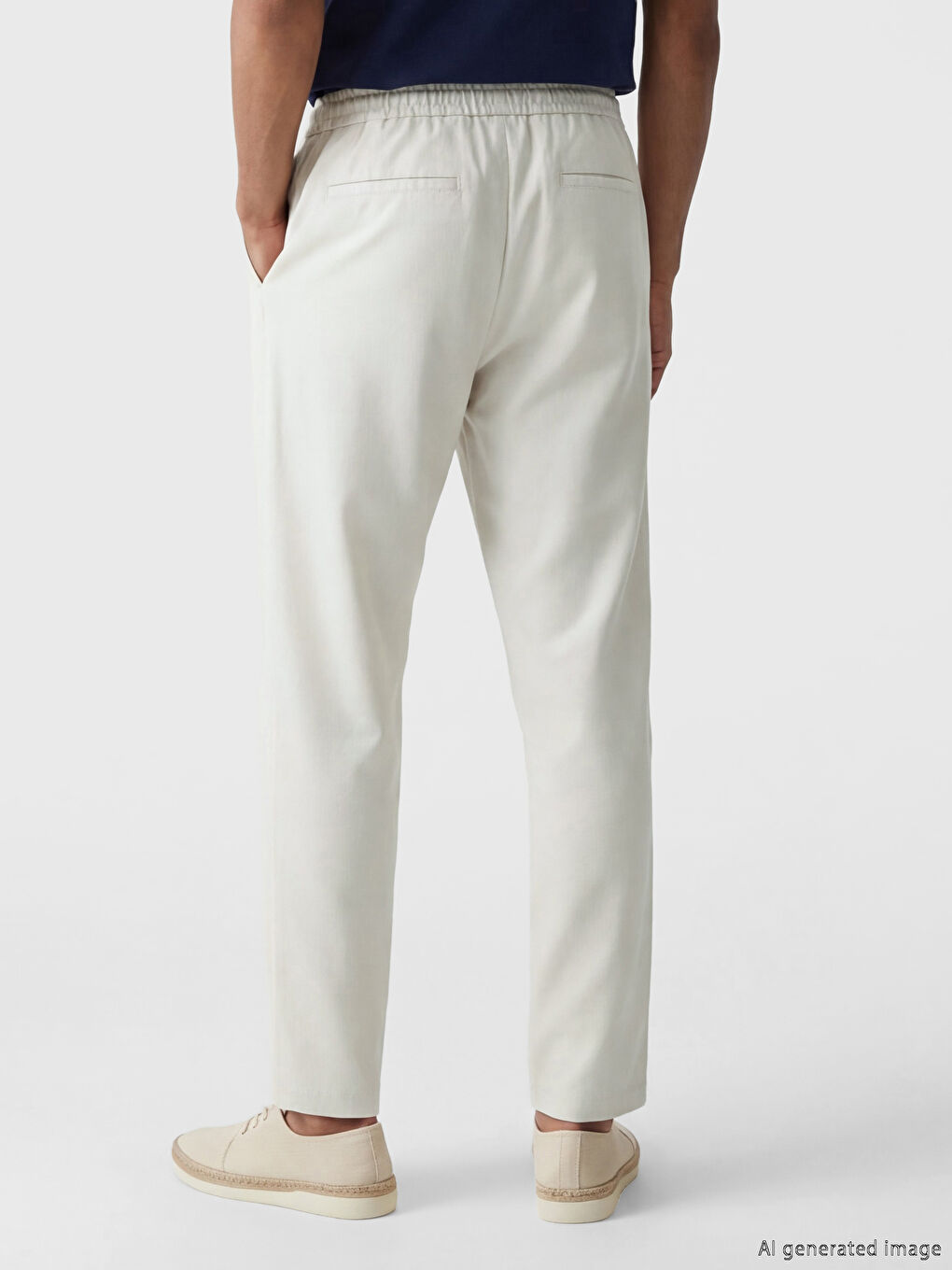 Bej Standart Kalıp Pileli Erkek Pantolon-2