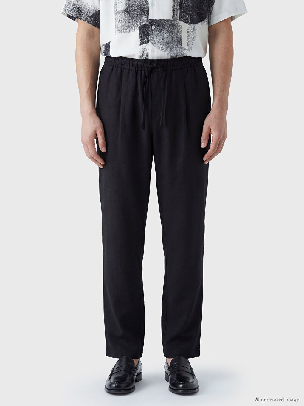 Siyah Regular Fit Erkek Pantolon-1