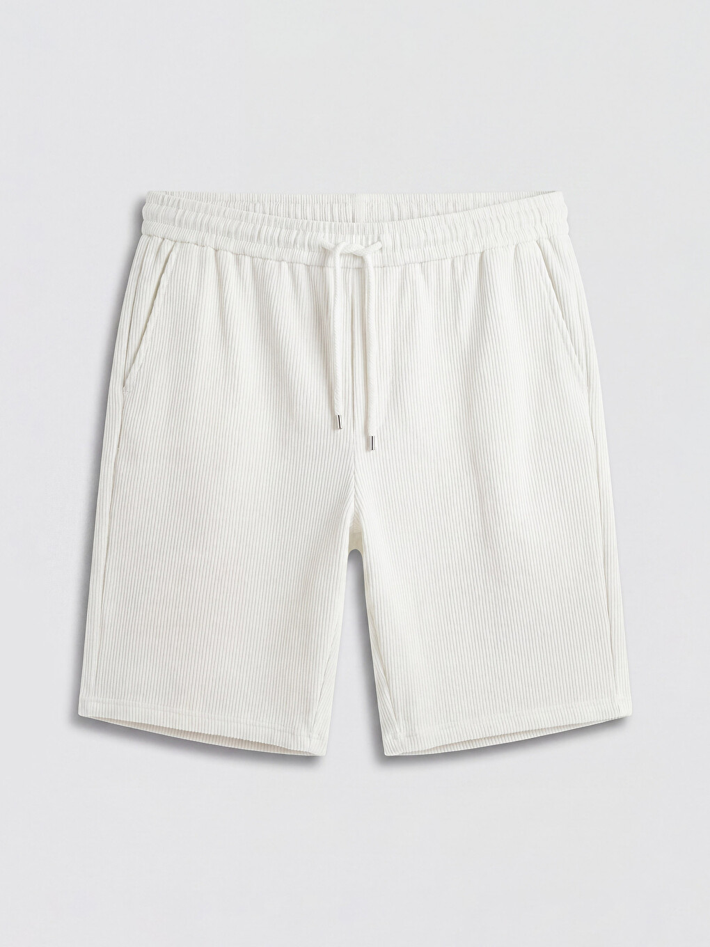 Regular Fit Ribbed Men's Shorts-4