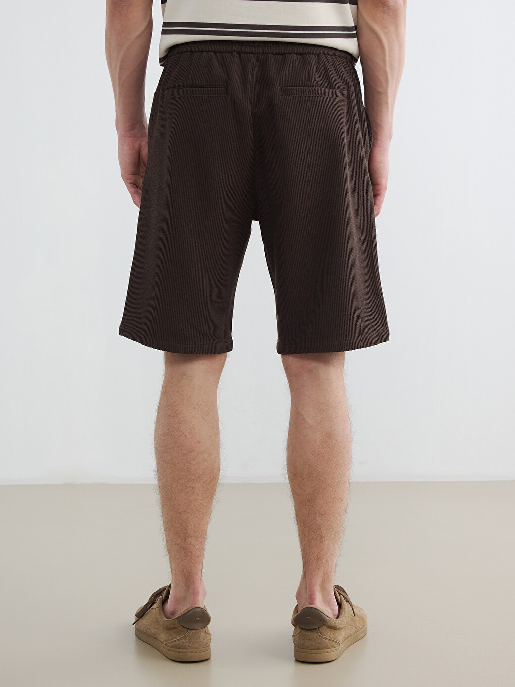 Regular Fit Ribbed Men's Shorts-3