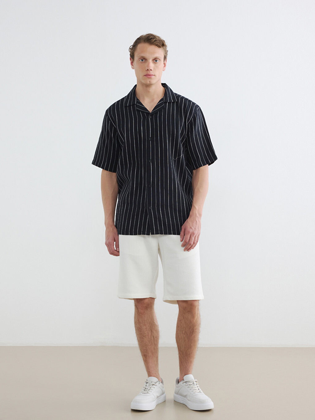 Regular Fit Ribbed Men's Shorts