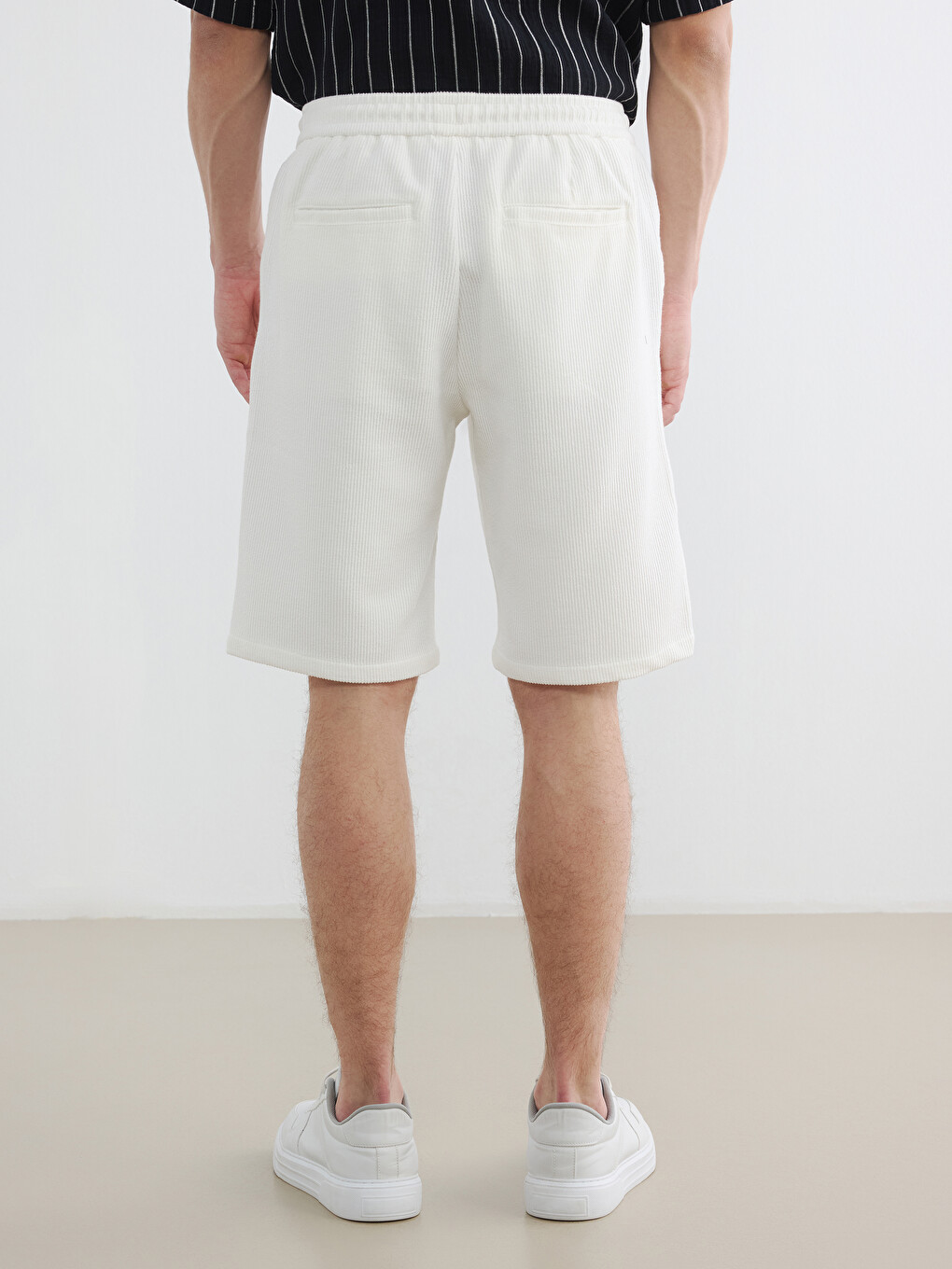 Regular Fit Ribbed Men's Shorts-3