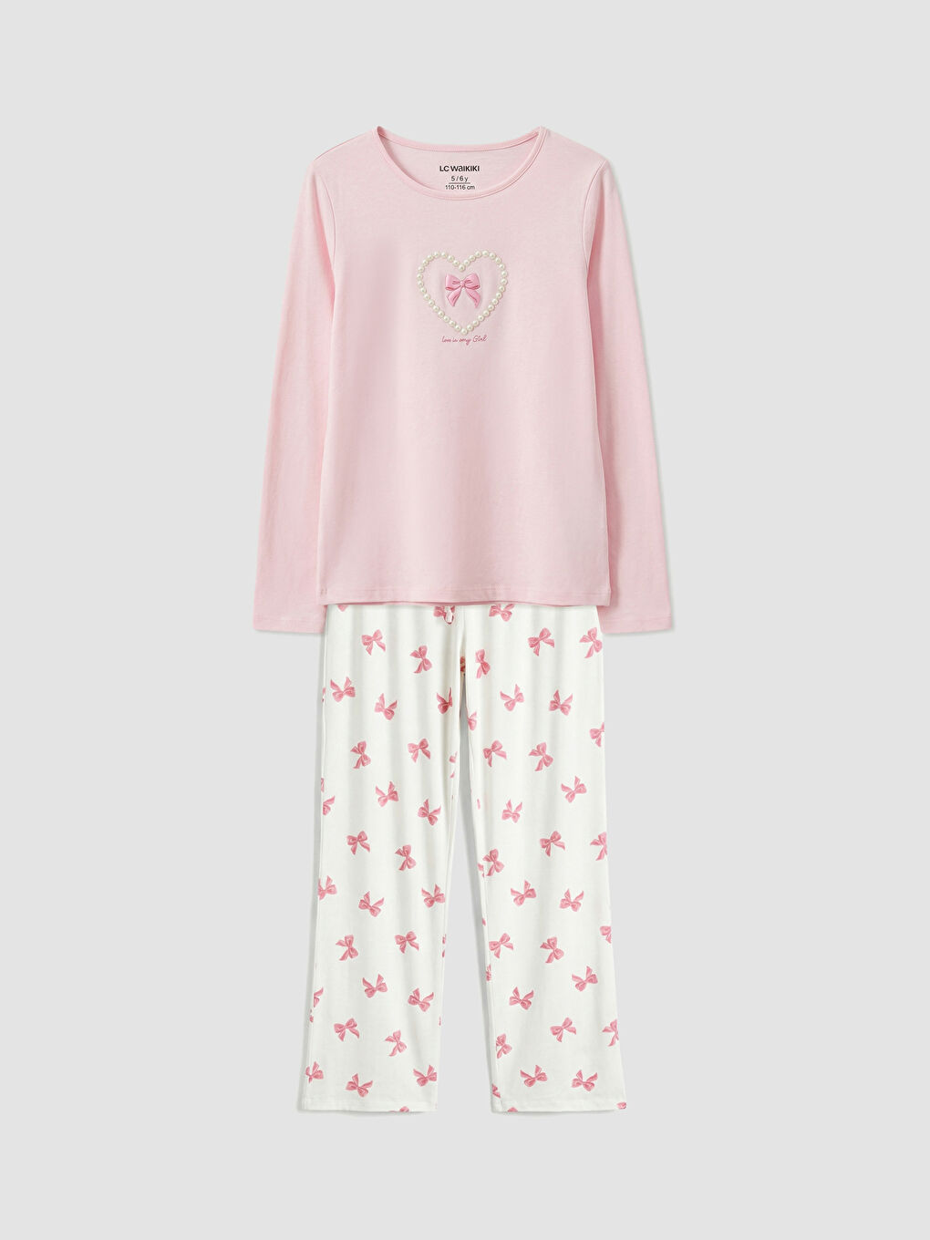 Ekru Bisiklet Yaka Boncuk İşlemeli Kadın Pijama Takımı