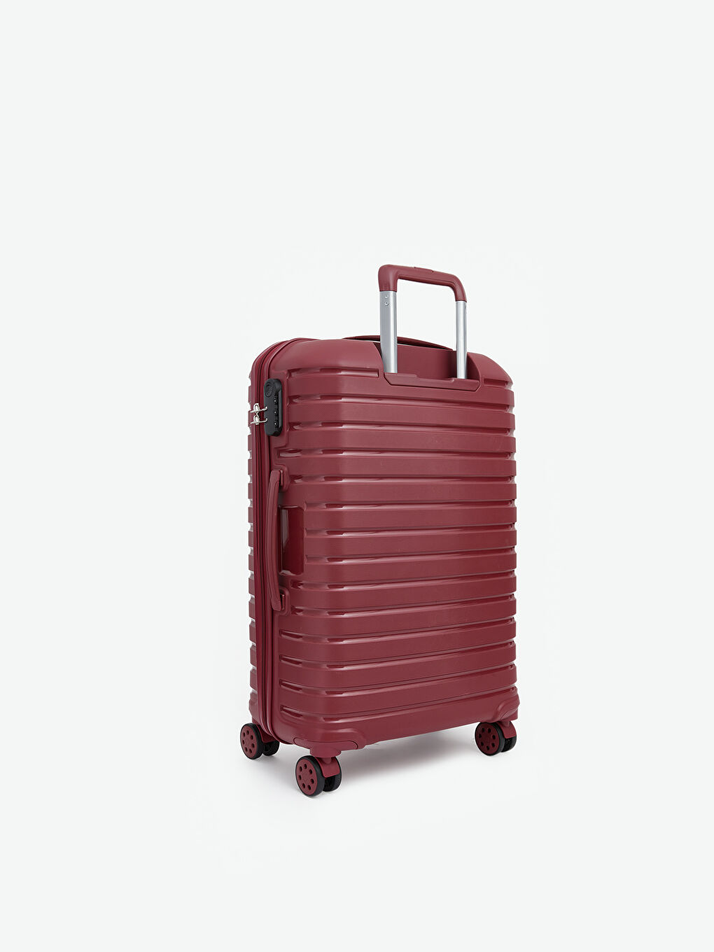 Bordo Kilit Detaylı Küçük Boy Valiz-1