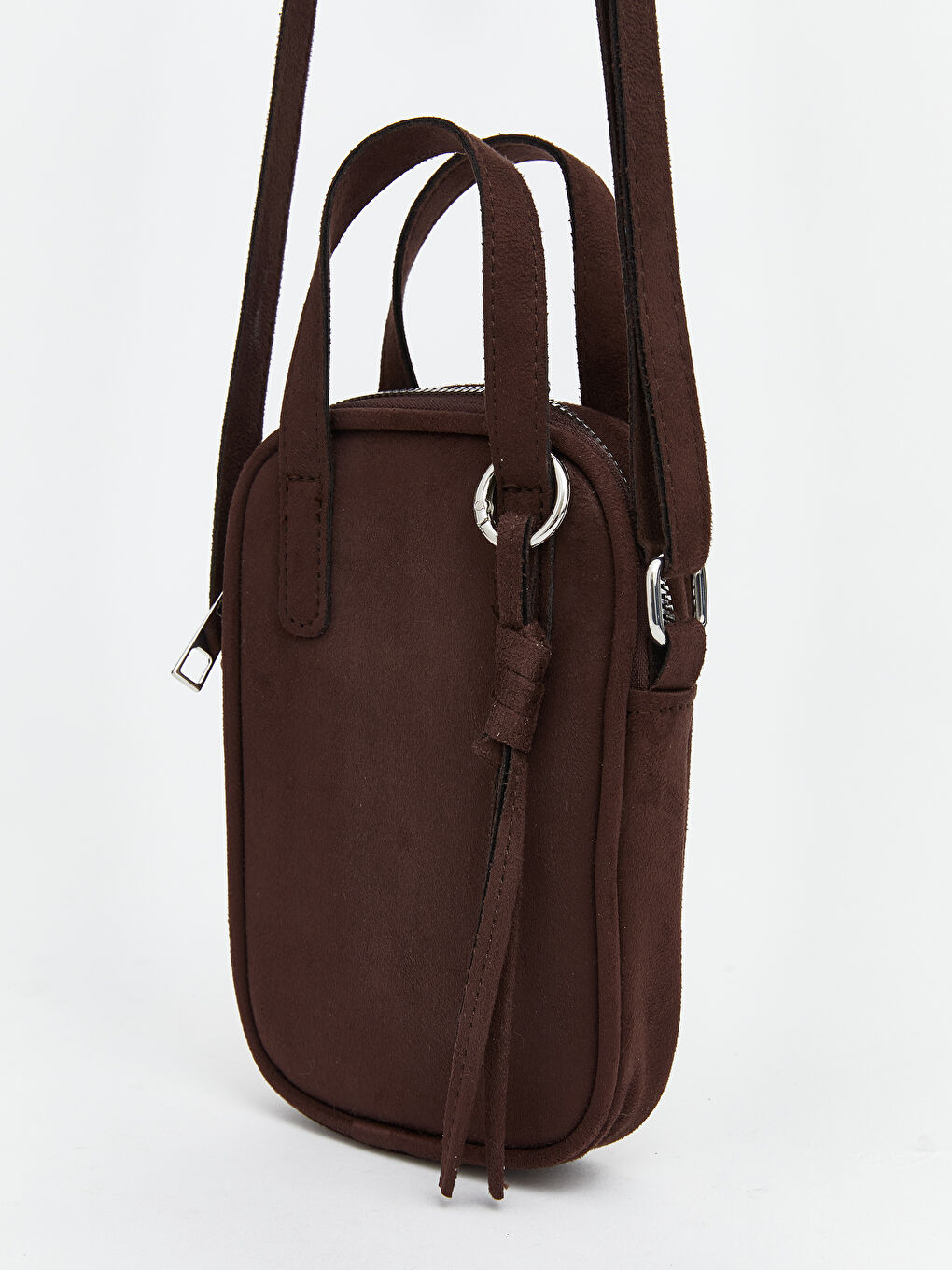 Kahverengi Süet Görünümlü Kadın Kol Çantası-1