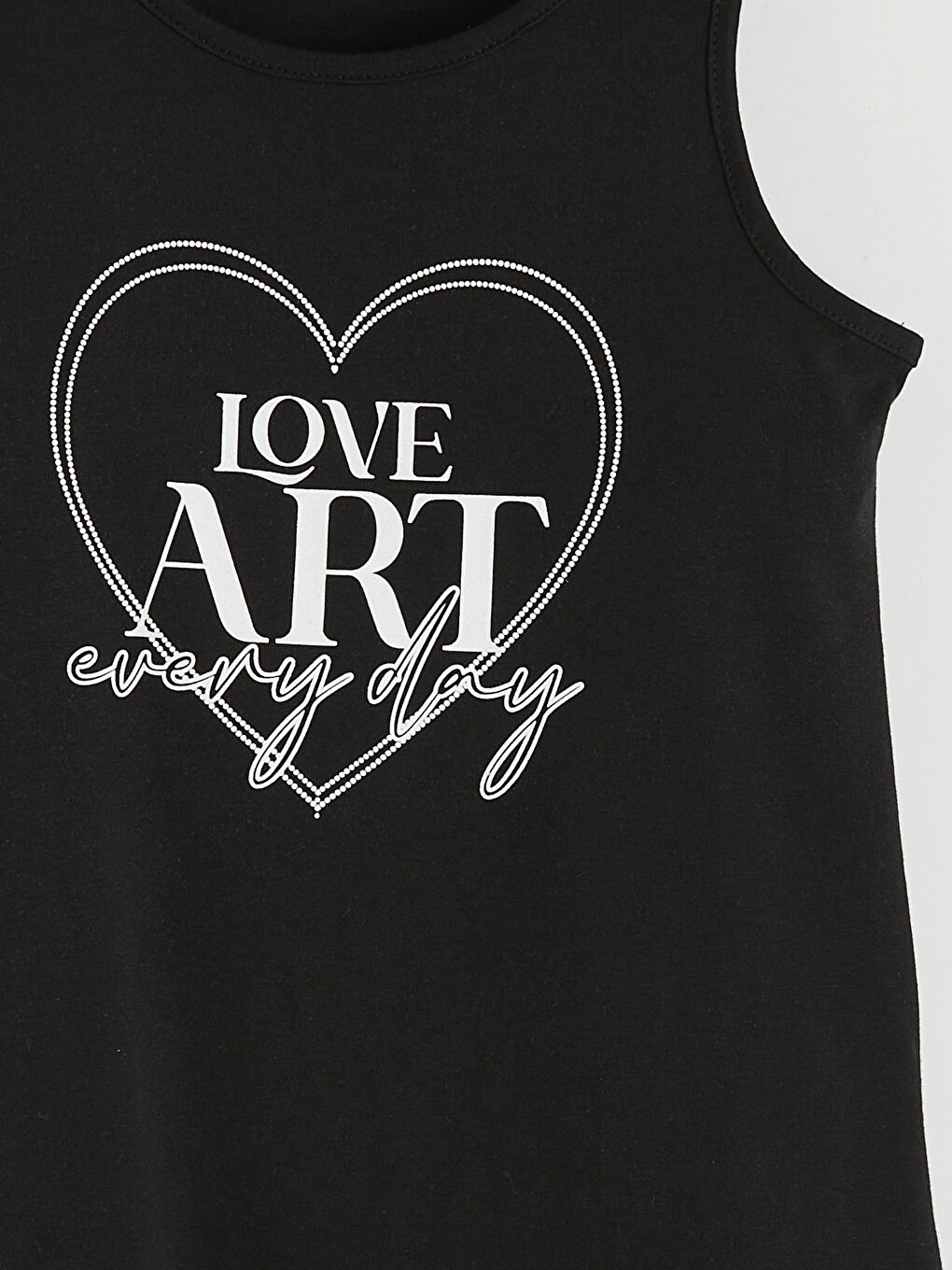 Siyah Bisiklet Yaka Baskılı Kız Çocuk Atlet-2