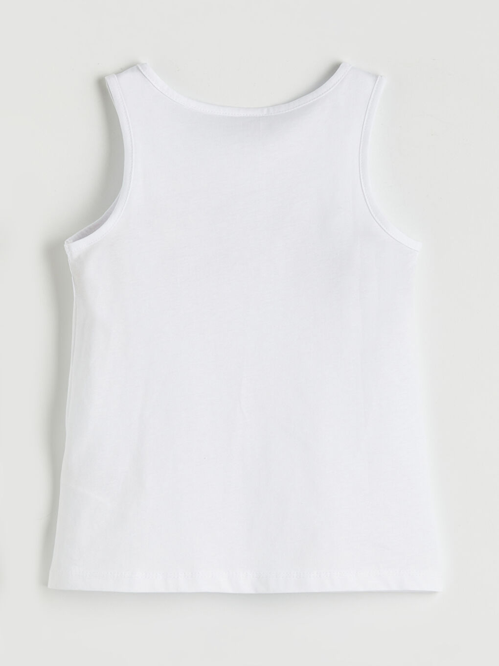 Beyaz Bisiklet Yaka Baskılı Kız Çocuk Atlet-1