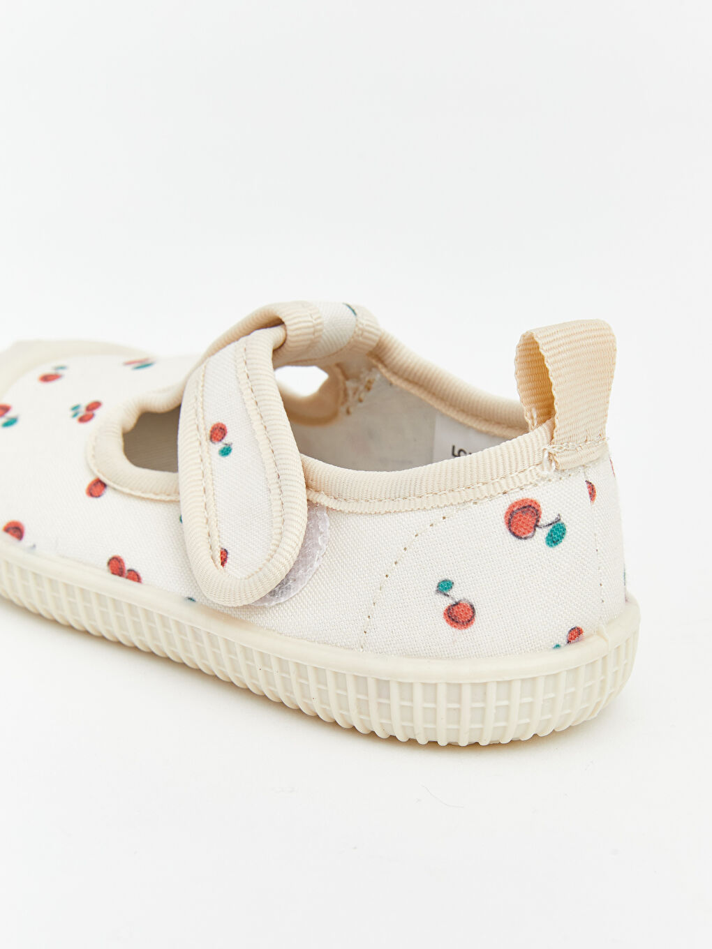 Bej Kiraz Baskılı Cırt Cırtlı Kız Bebek İlk Adım Ayakkabısı-3