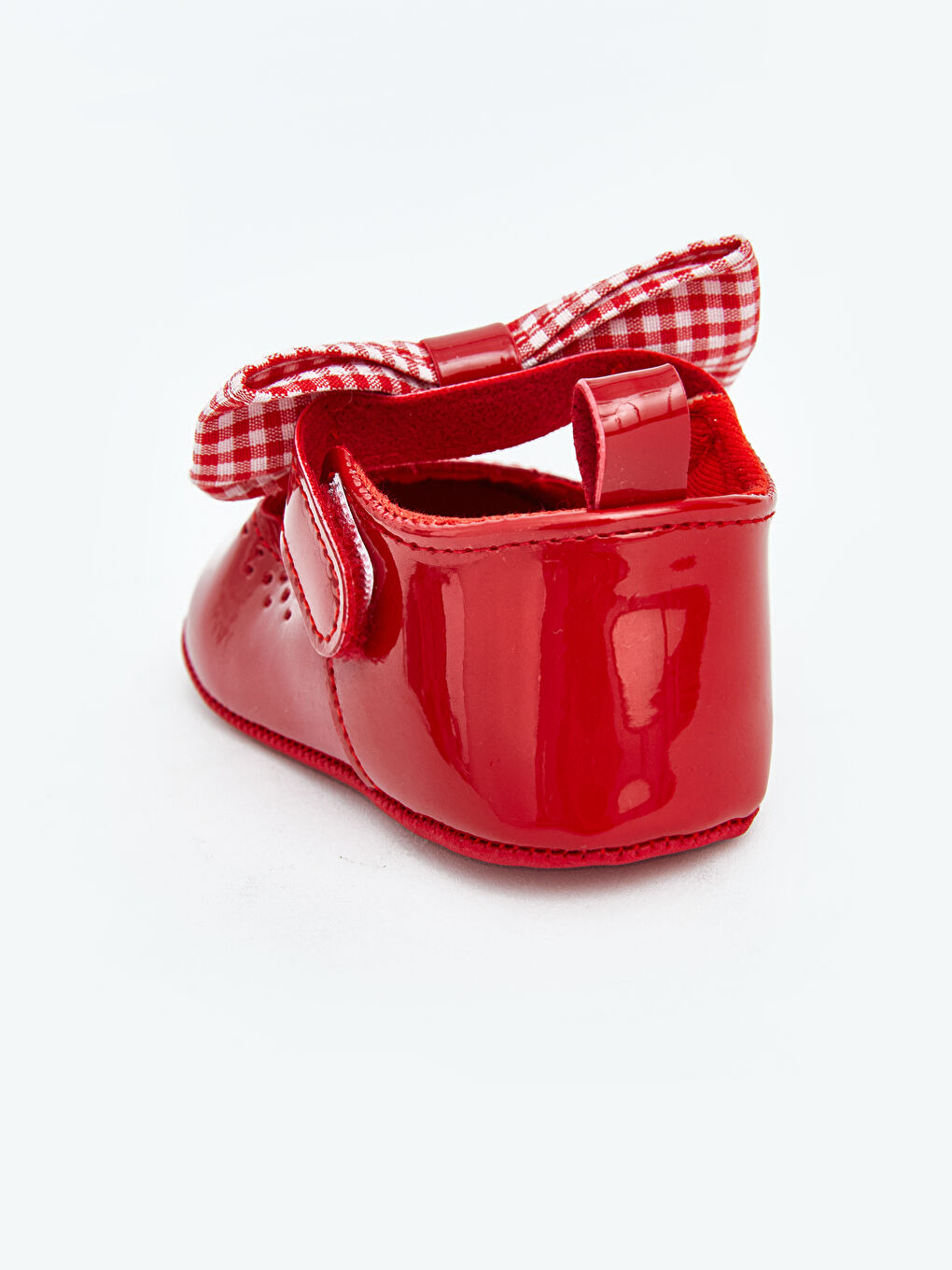 Kırmızı Fiyonk Detaylı Kız Bebek Babet-4