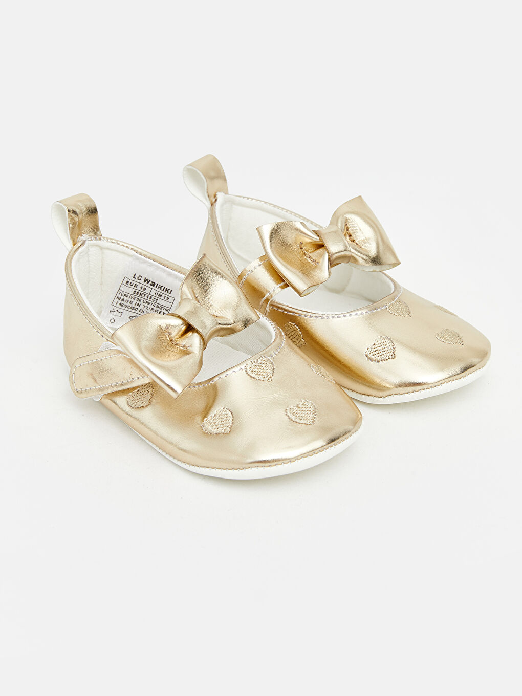 Sarı Fiyonk Desenli Kız Bebek Babet