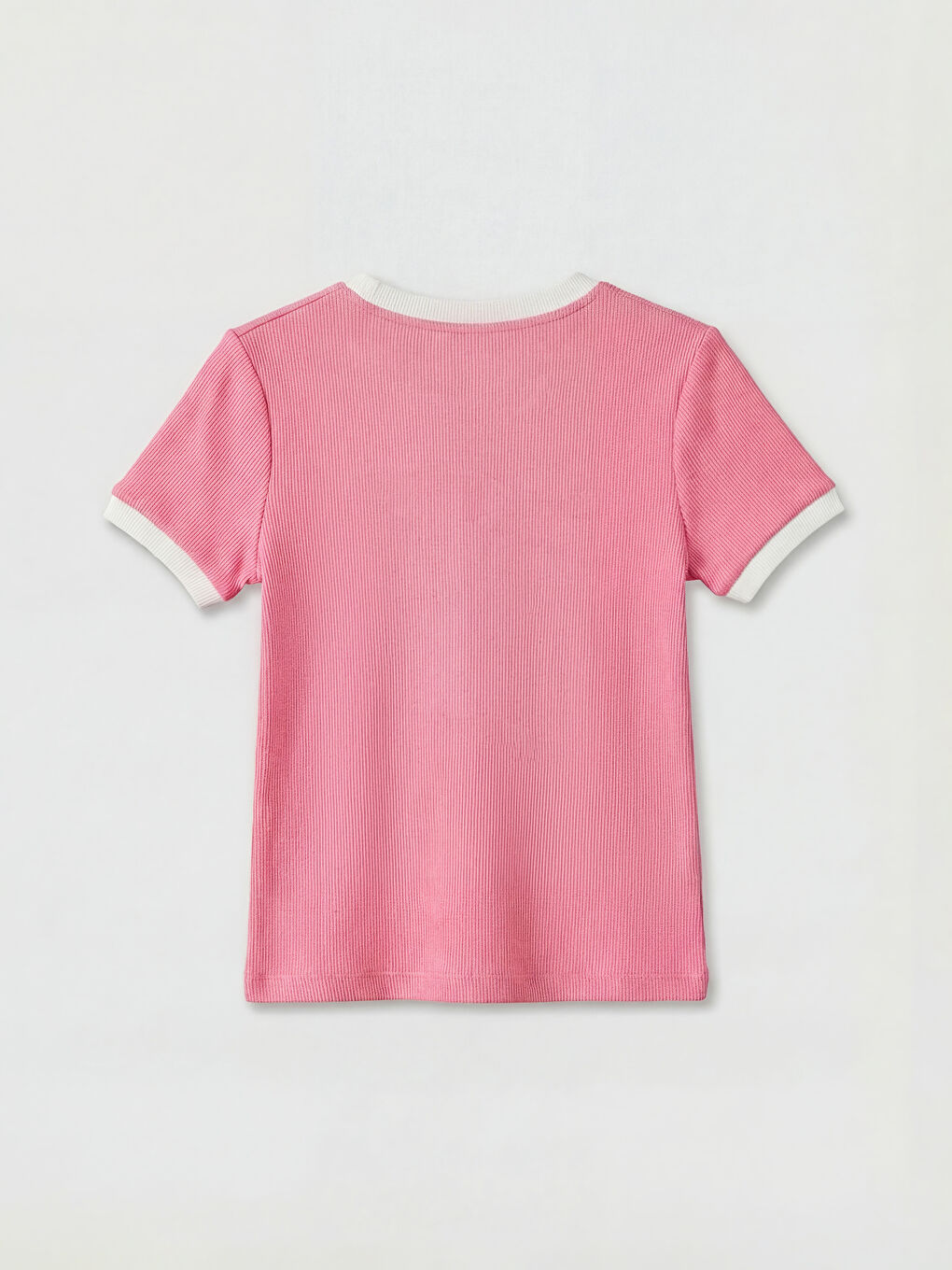 Pembe Bisiklet Yaka Baskılı Kız Çocuk Tişört-1