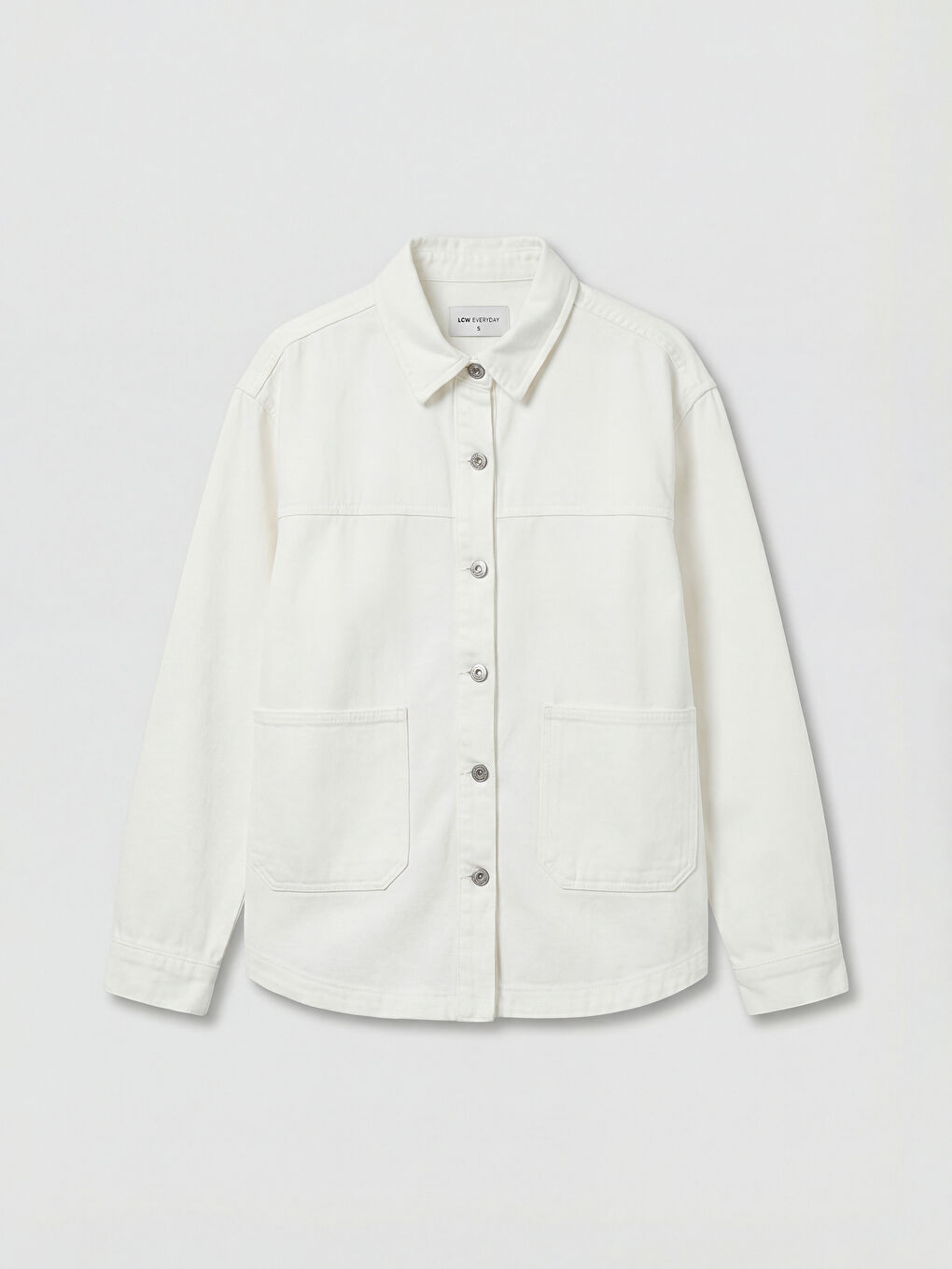 Beyaz Gömlek Yaka Oversize Kadın Jean Ceket