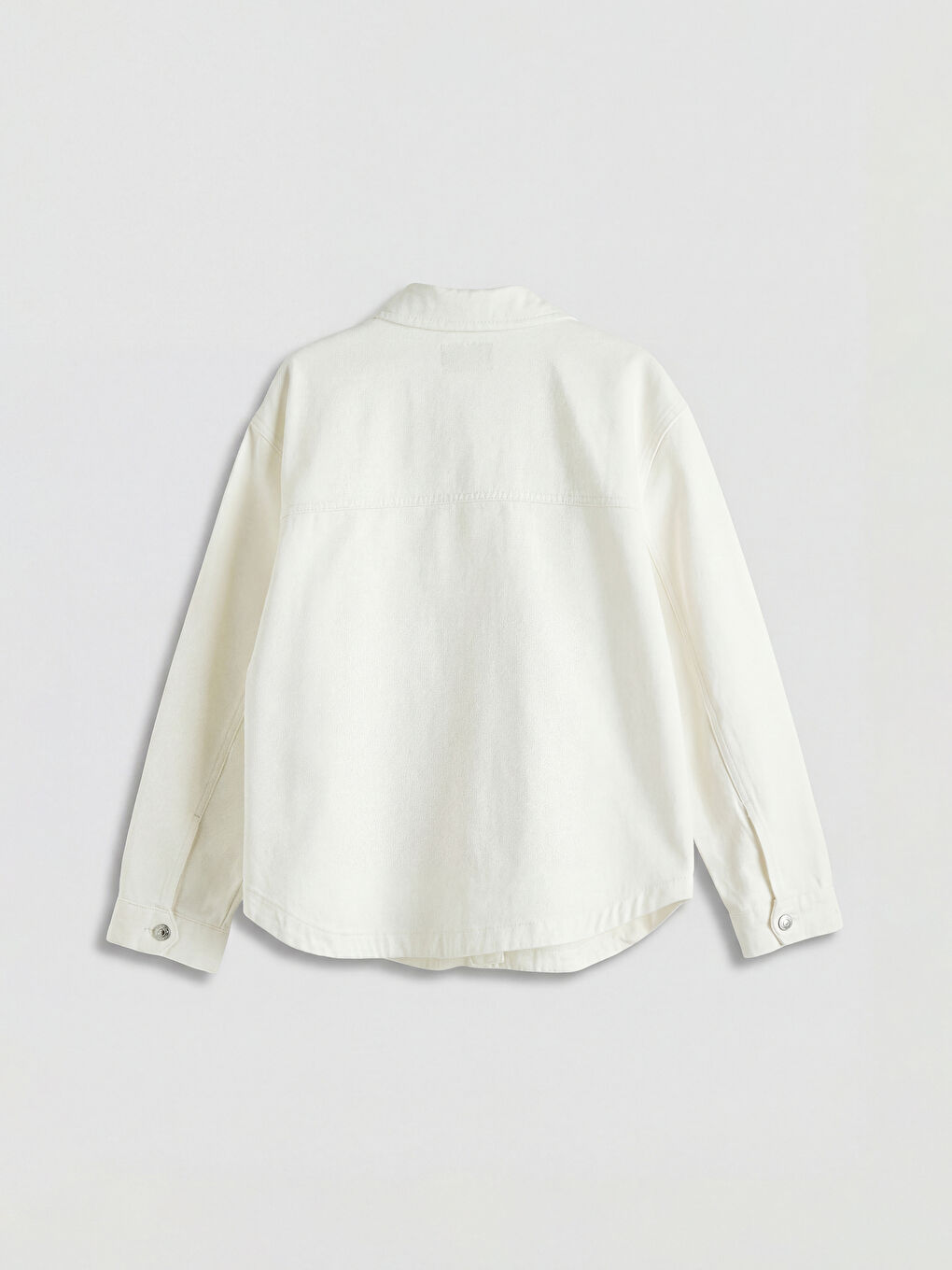 Beyaz Gömlek Yaka Oversize Kadın Jean Ceket-1