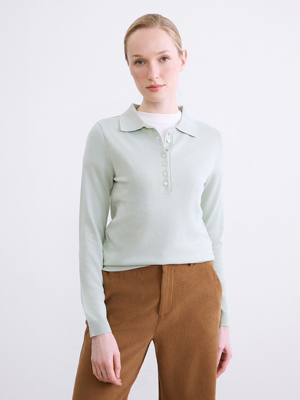 Women's Polo Neck Knit Sweater