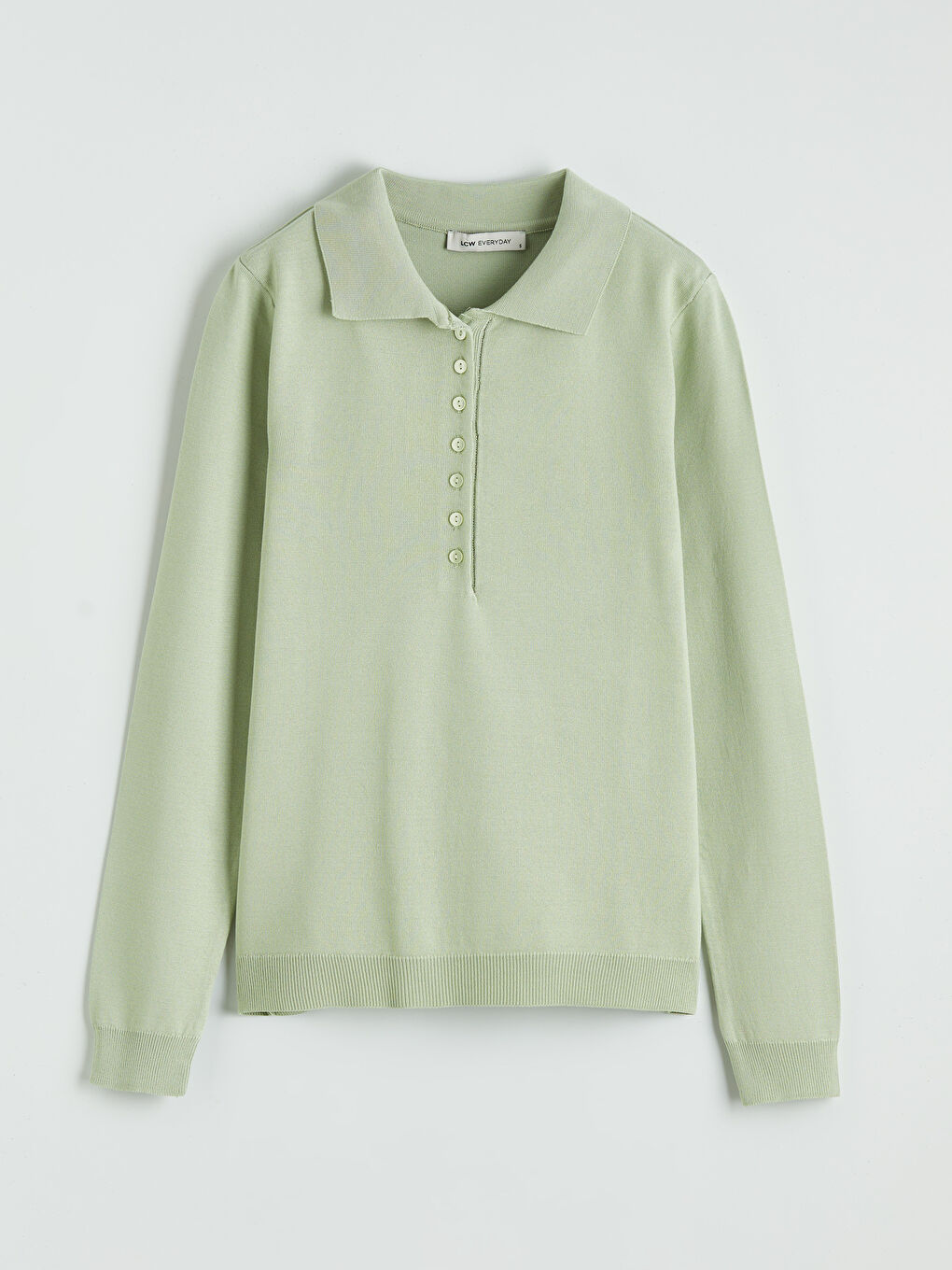 Yeşil Polo Yaka Kadın Triko Kazak