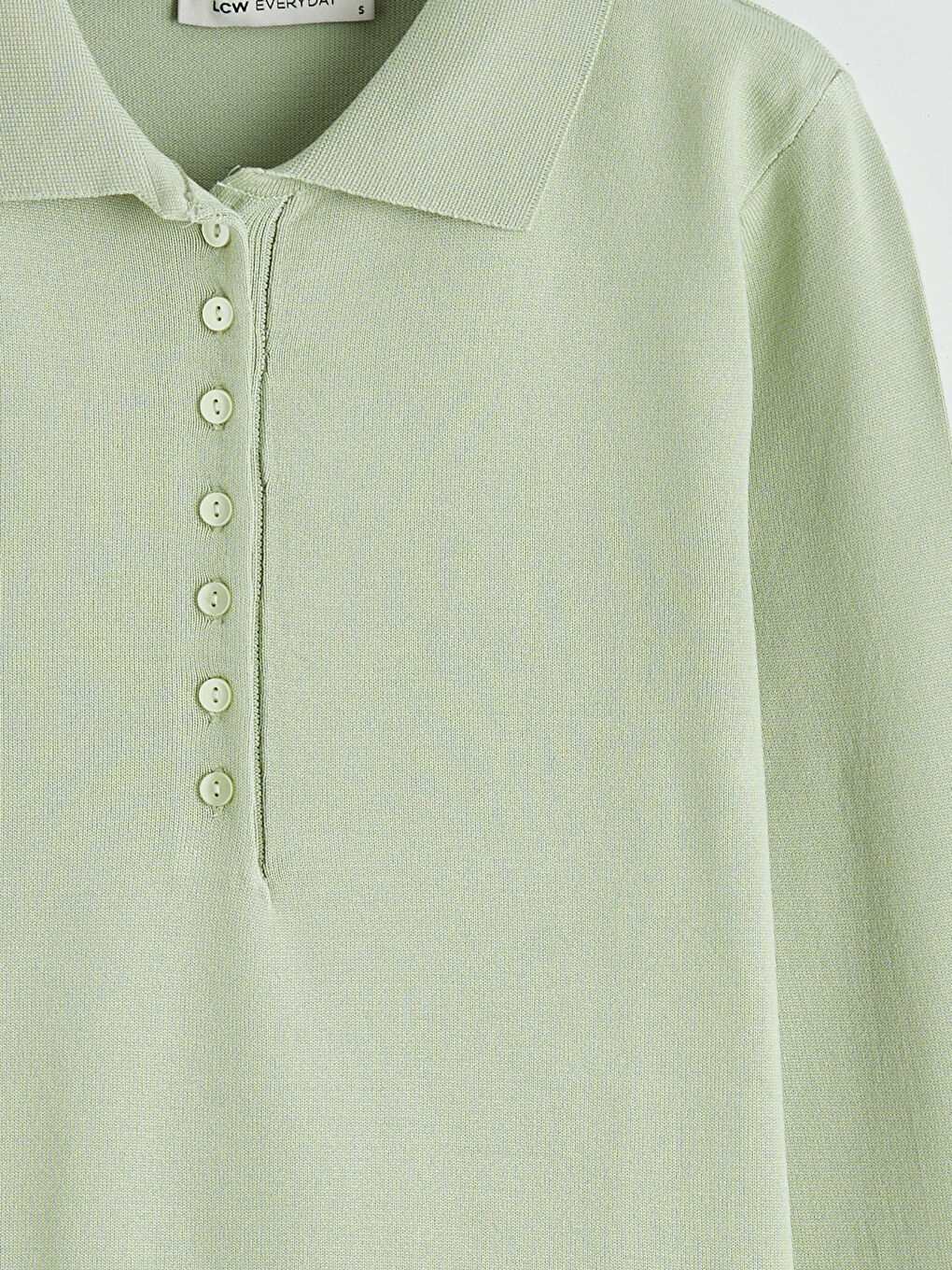 Yeşil Polo Yaka Kadın Triko Kazak-1