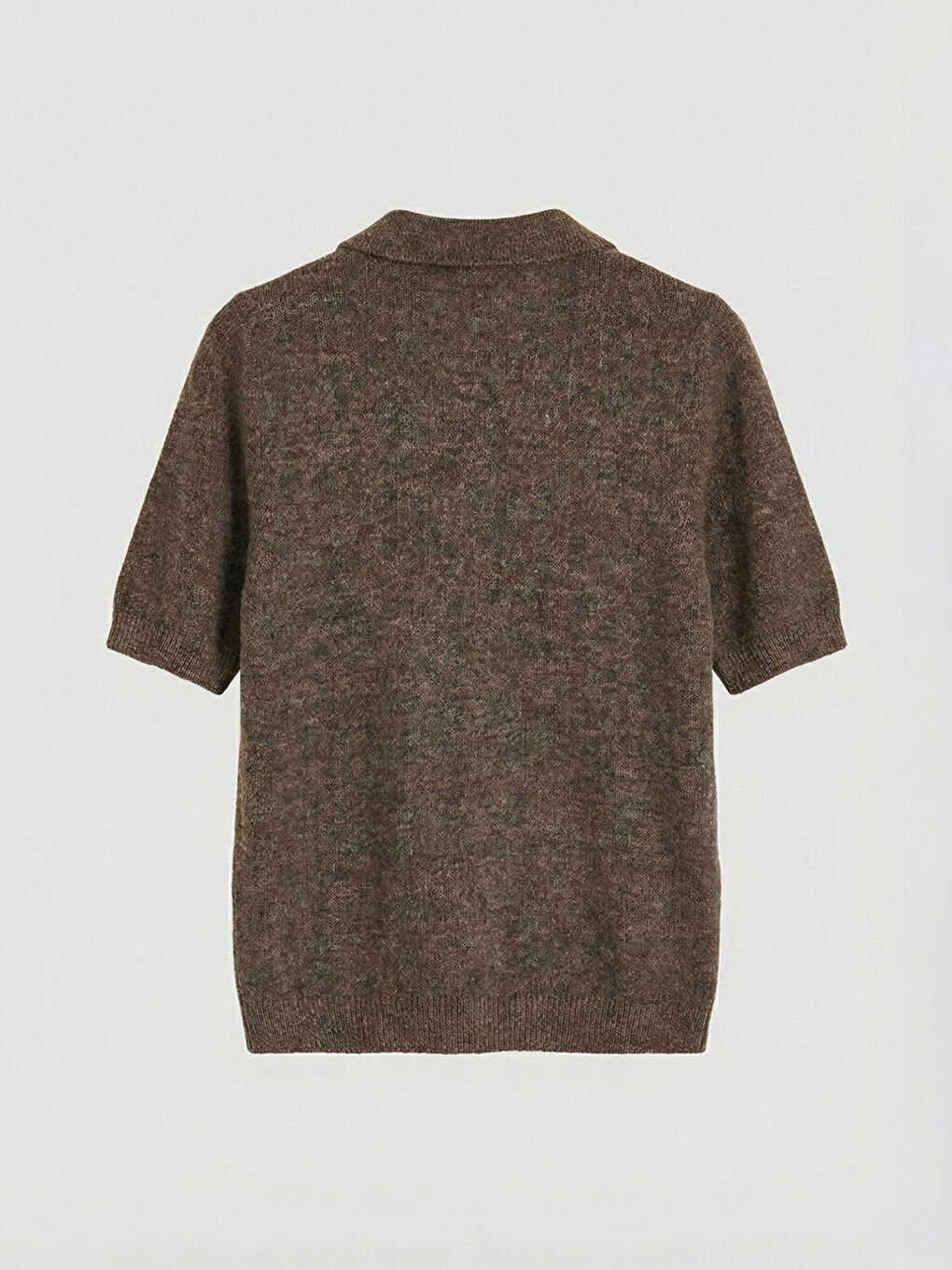 Kahverengi Polo Yaka Kadın Triko Kazak-5