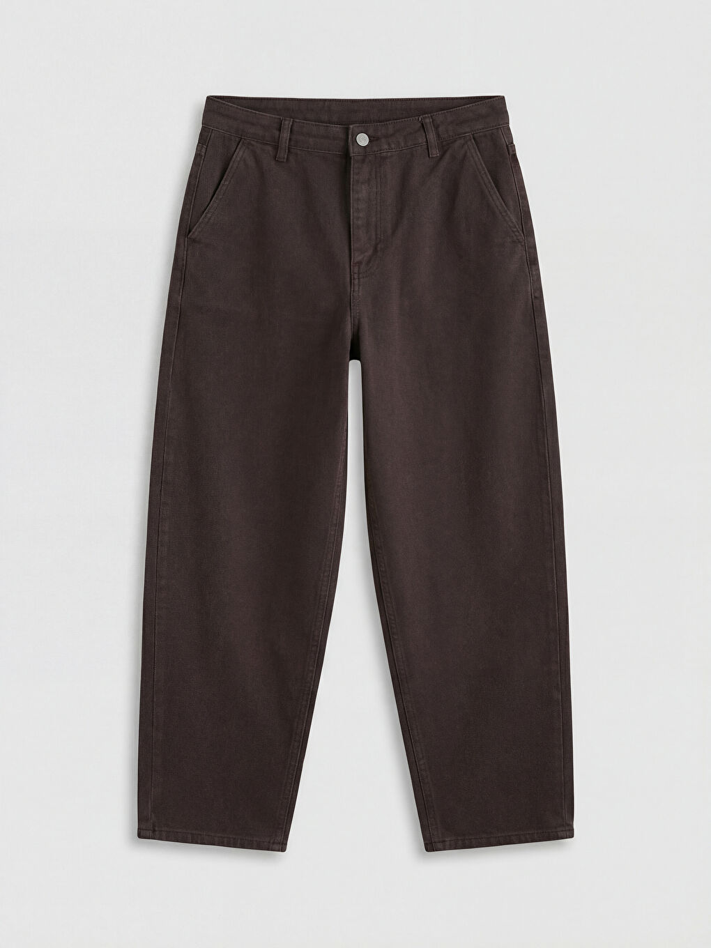 Kahverengi Yüksek Bel Barrel Fit Kadın Jean Pantolon