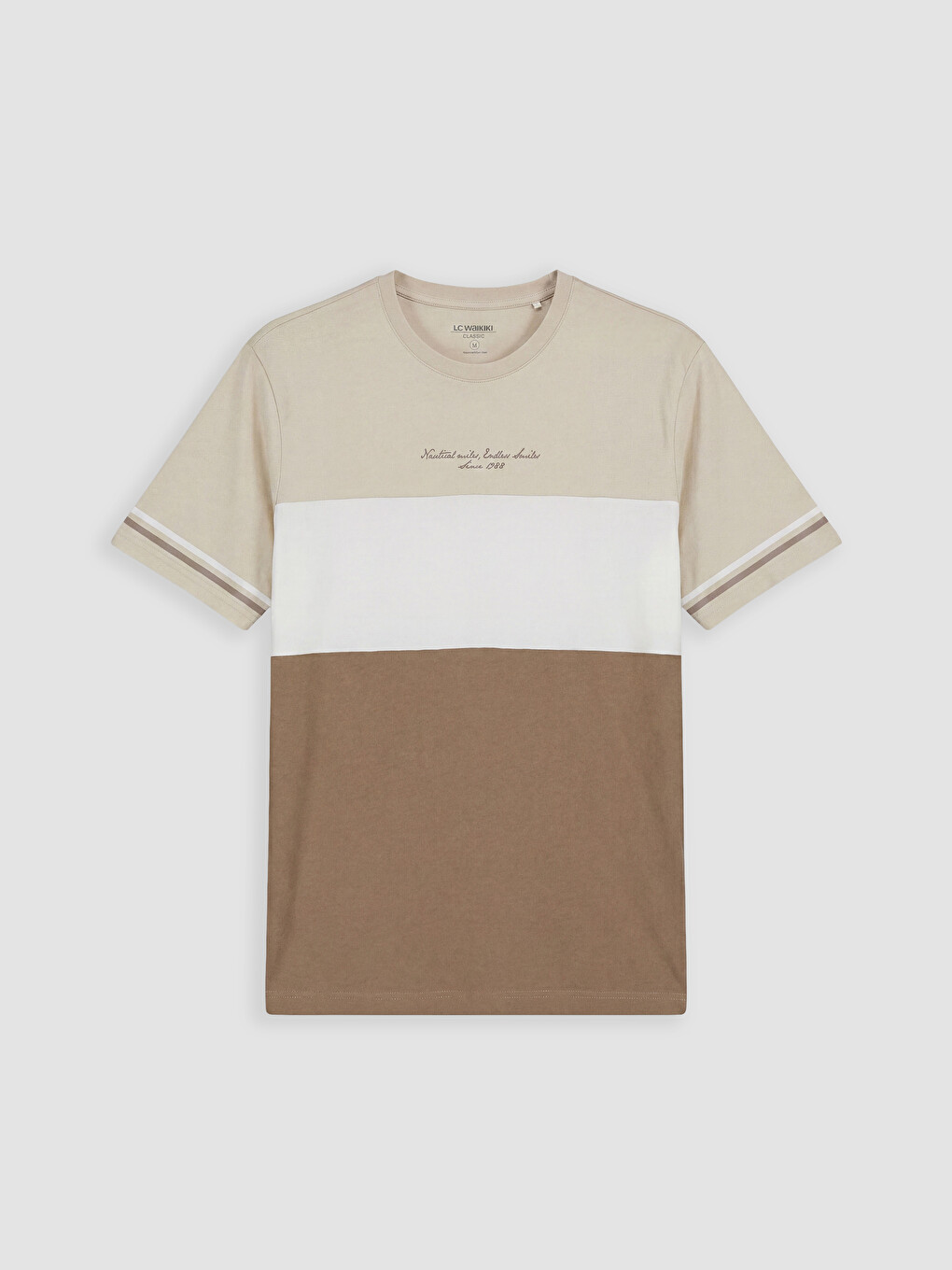 Tricou Bărbați Color Block cu Guler Rotund