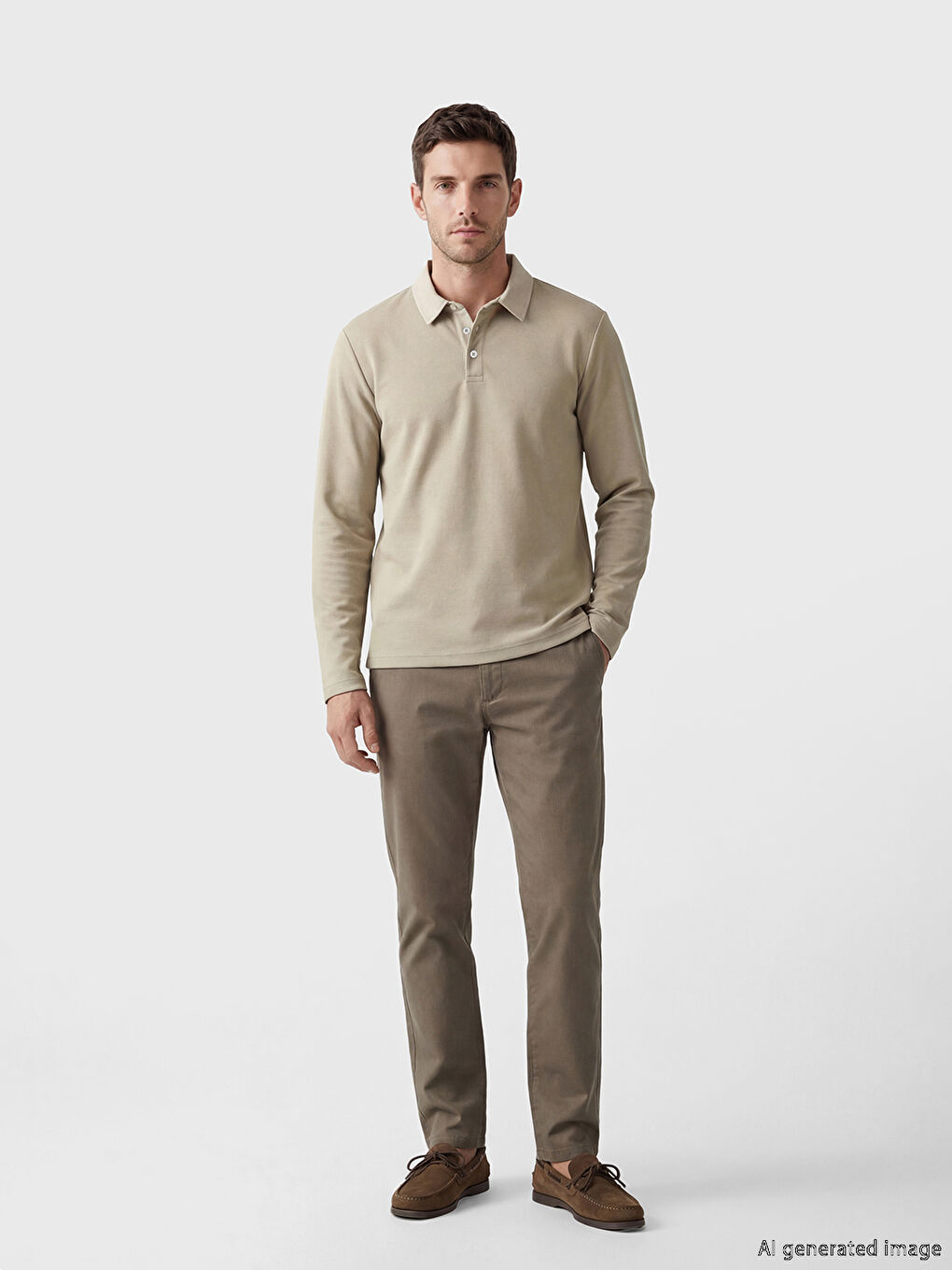 Bej Polo Yaka Erkek Tişört-1