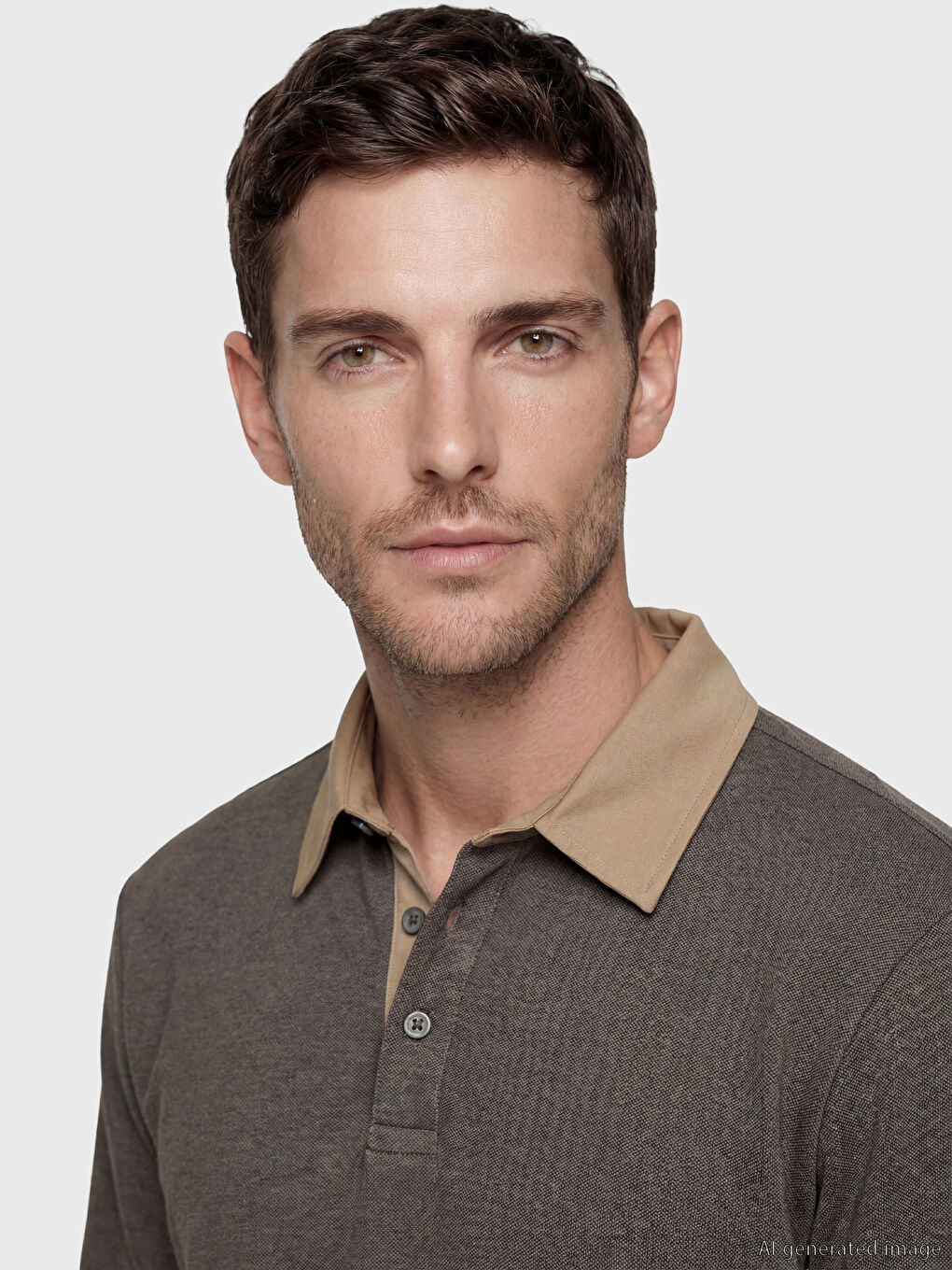 Kahverengi Polo Yaka Erkek Tişört-2