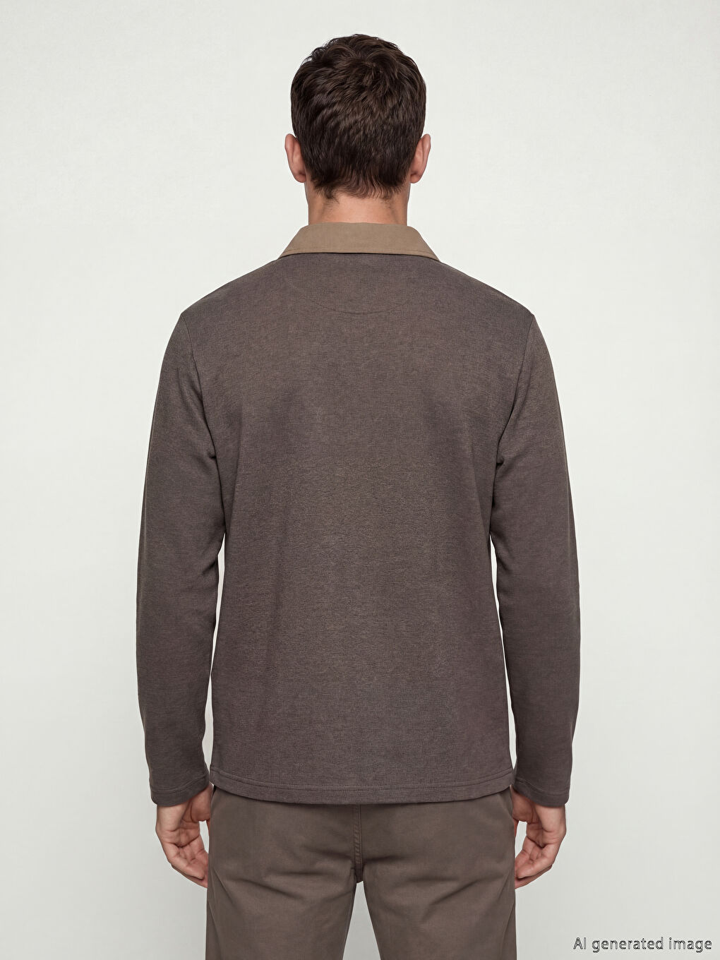 Kahverengi Polo Yaka Erkek Tişört-3