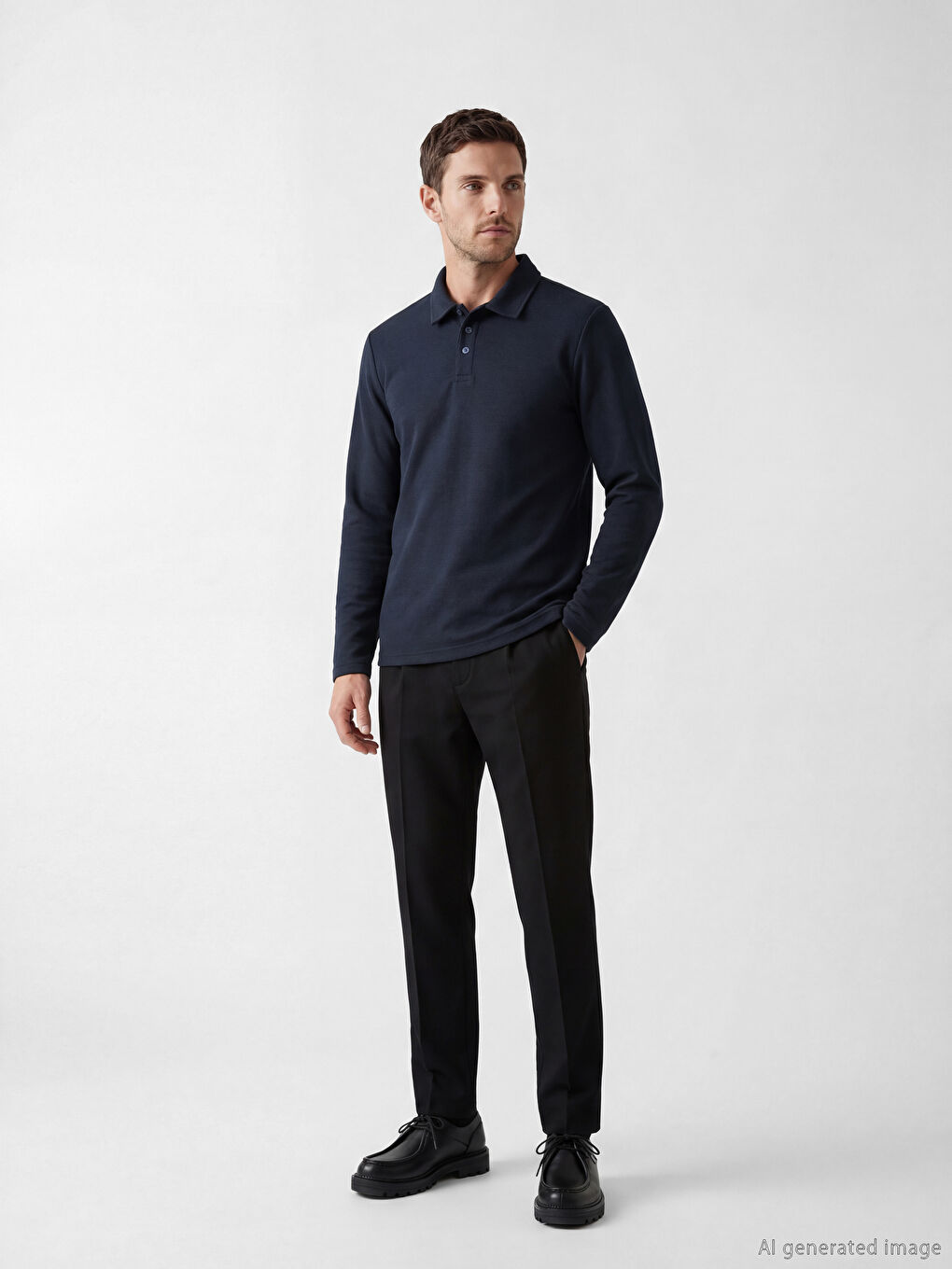 Lacivert Polo Yaka Erkek Tişört-1