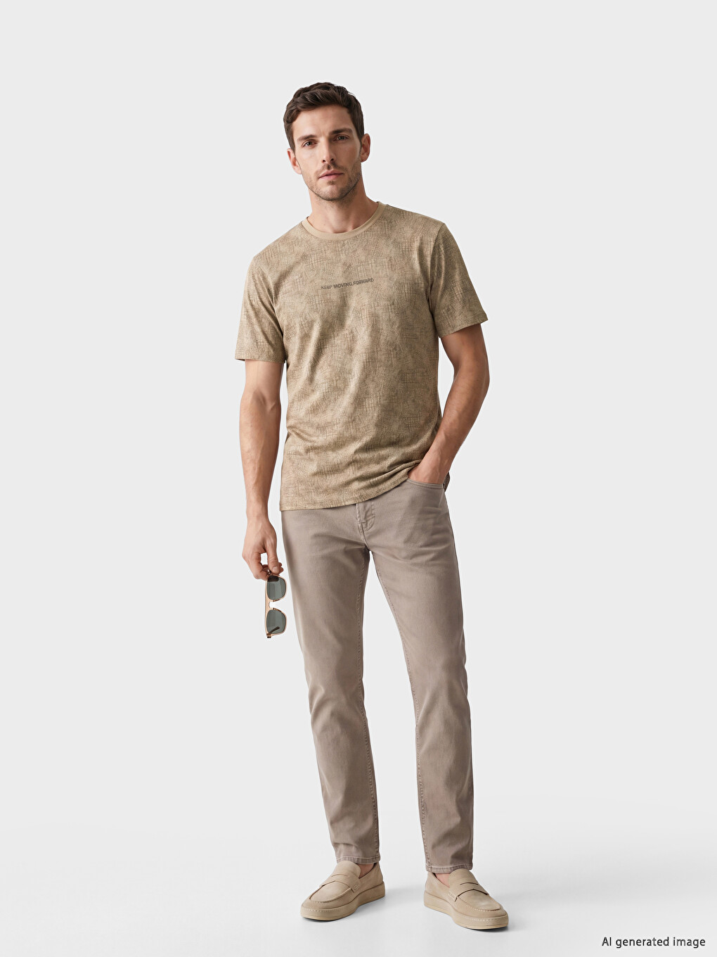 Crew Neck Patterned Jersey Men's T-Shirt-1