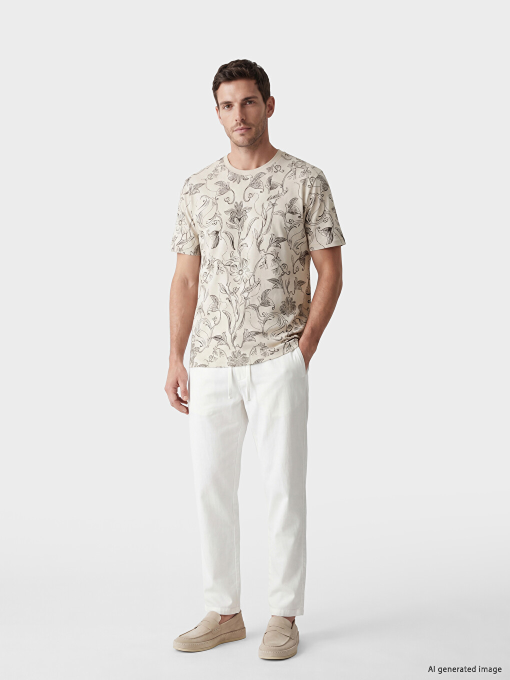 Crew Neck Patterned Men's T-Shirt-1