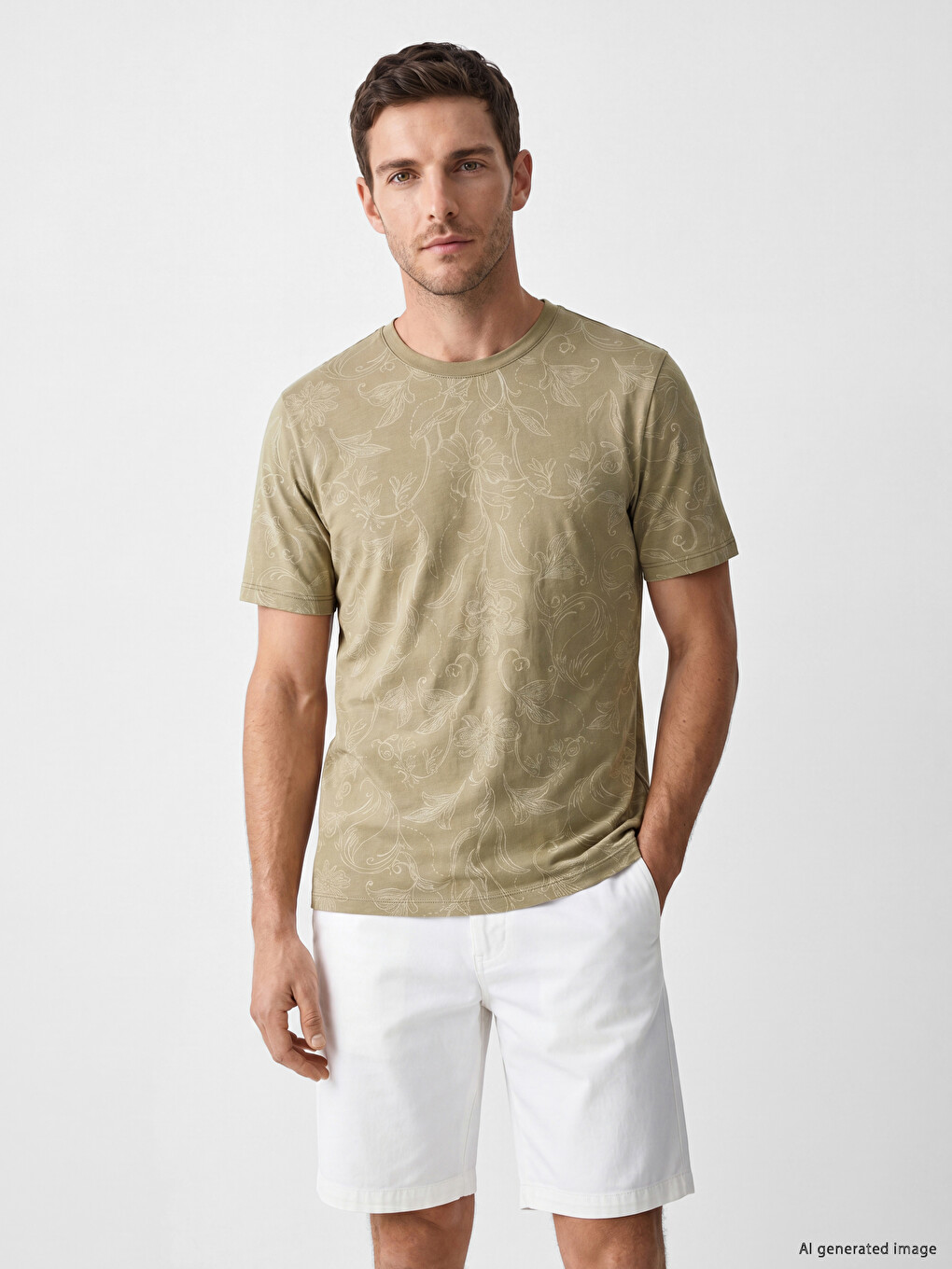 Crew Neck Patterned Men's T-Shirt