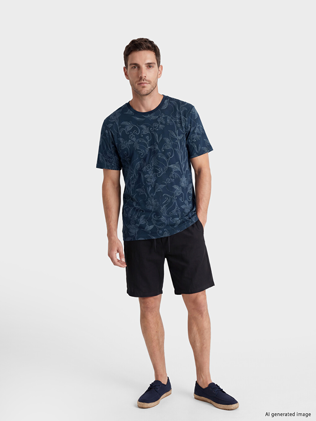 Crew Neck Patterned Men's T-Shirt-1