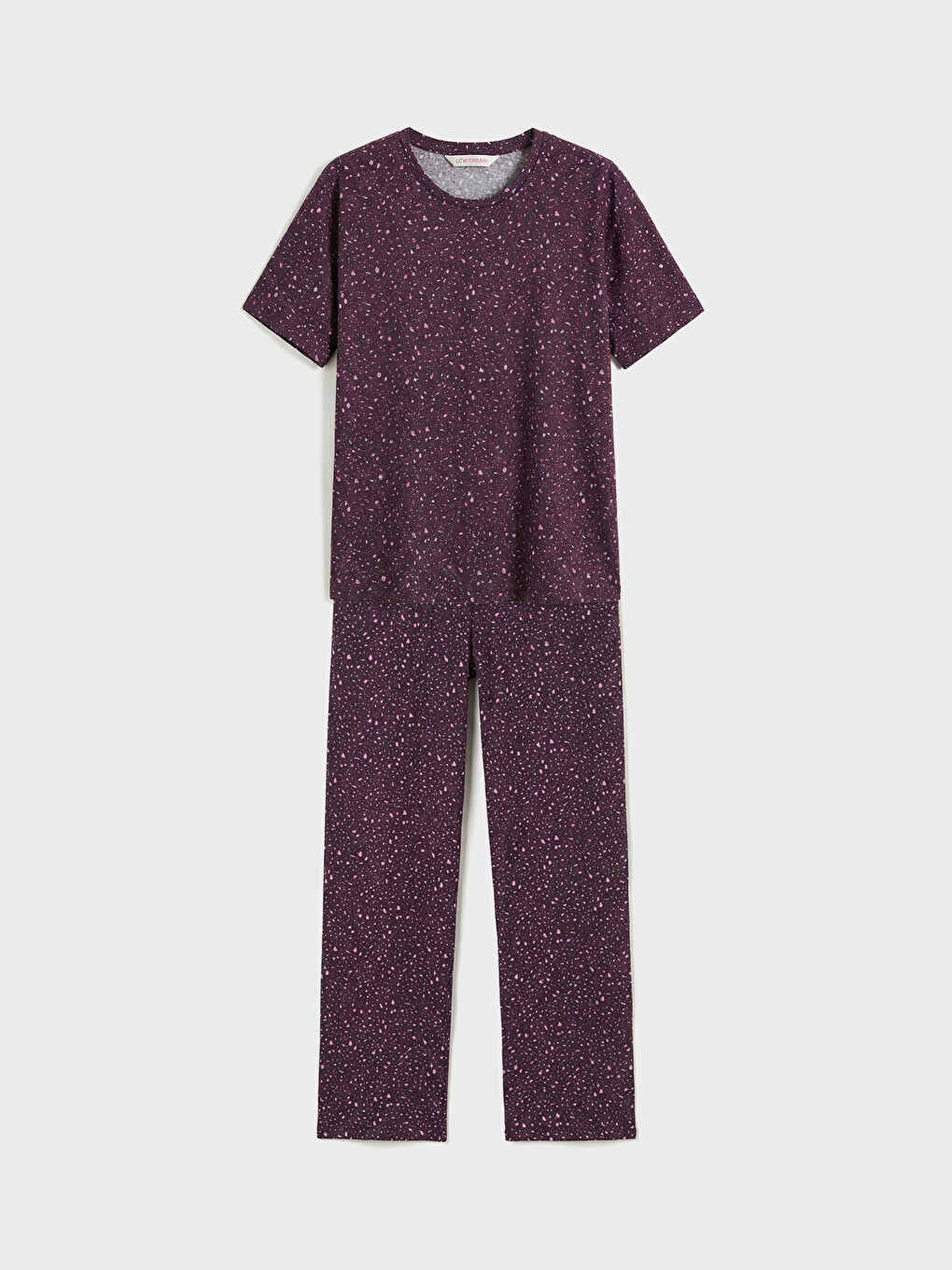 Patterned Crew Neck Women's Pajama Set
