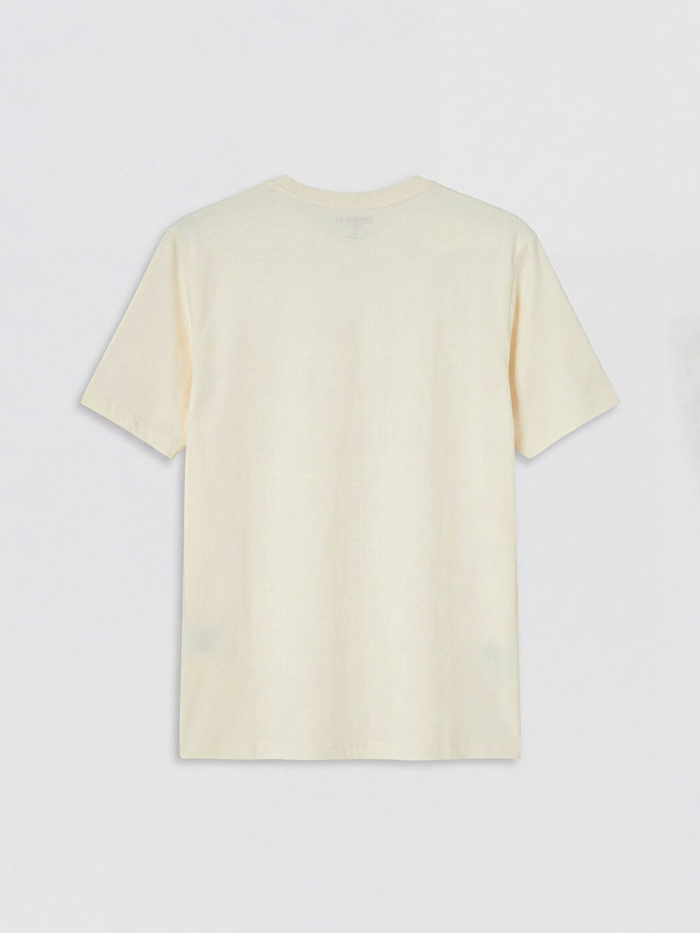 Bej Bisiklet Yaka Baskılı Erkek Tişört-1